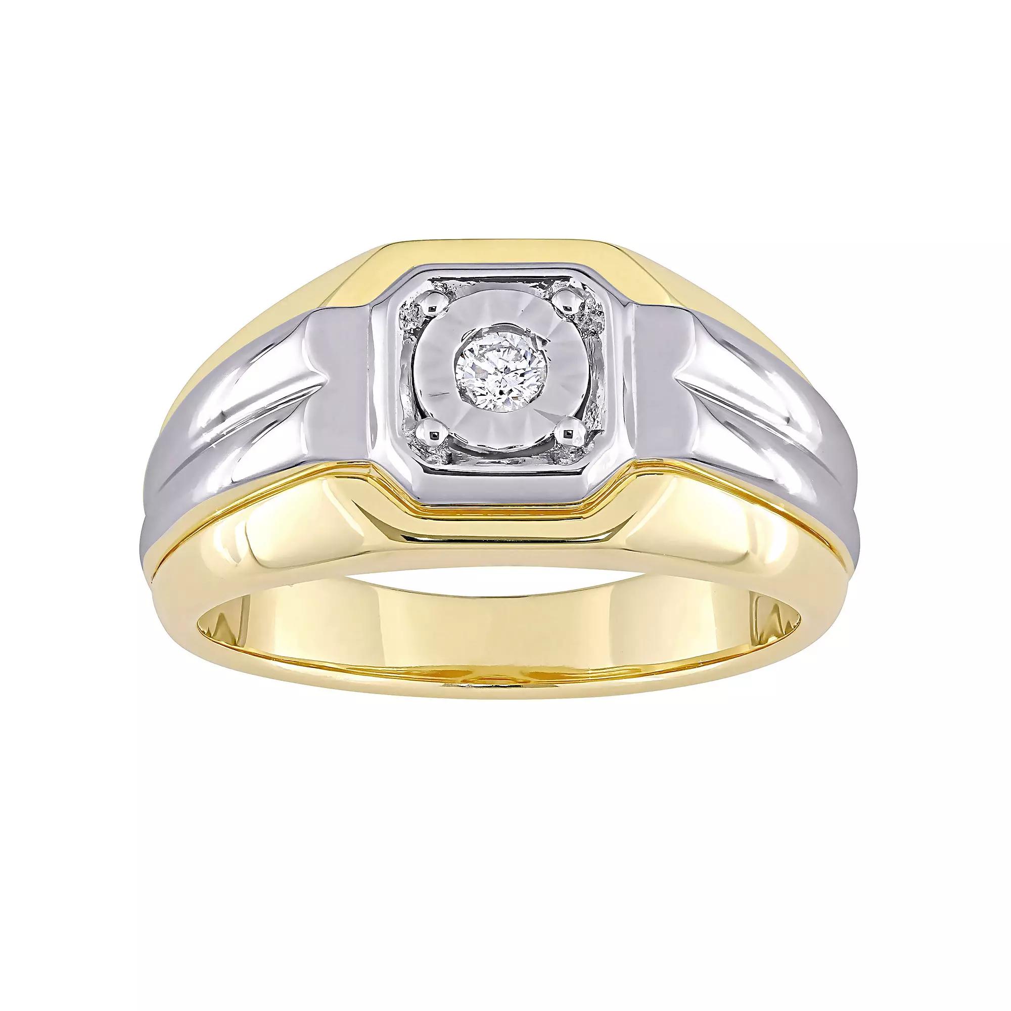 Stella Grace Men's Two Tone Sterling Silver 1/10 Carat T.W. Diamond Fashion Ring Product Image