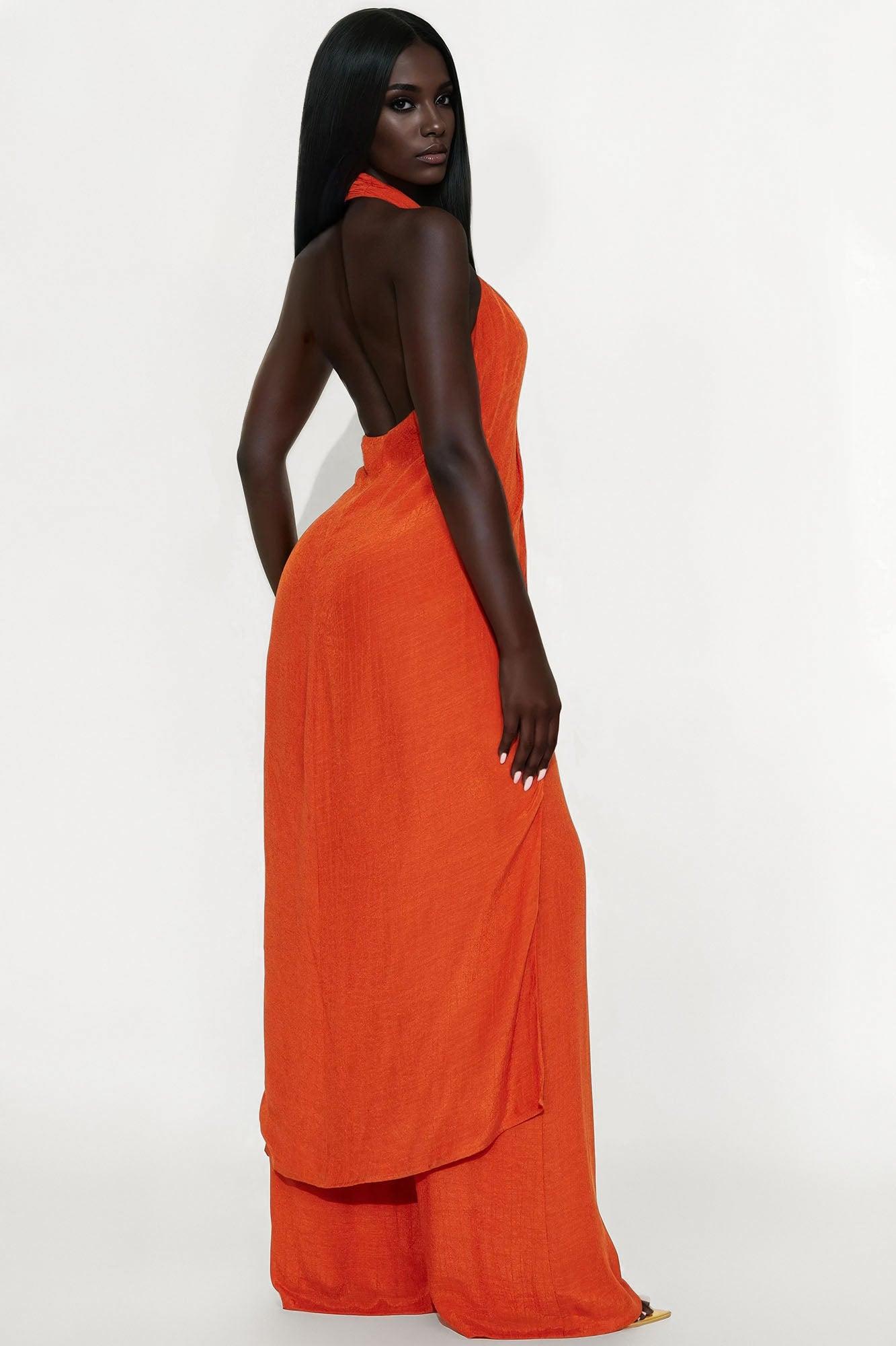 Angelic Vibes Linen Pant Set - Rust Female Product Image