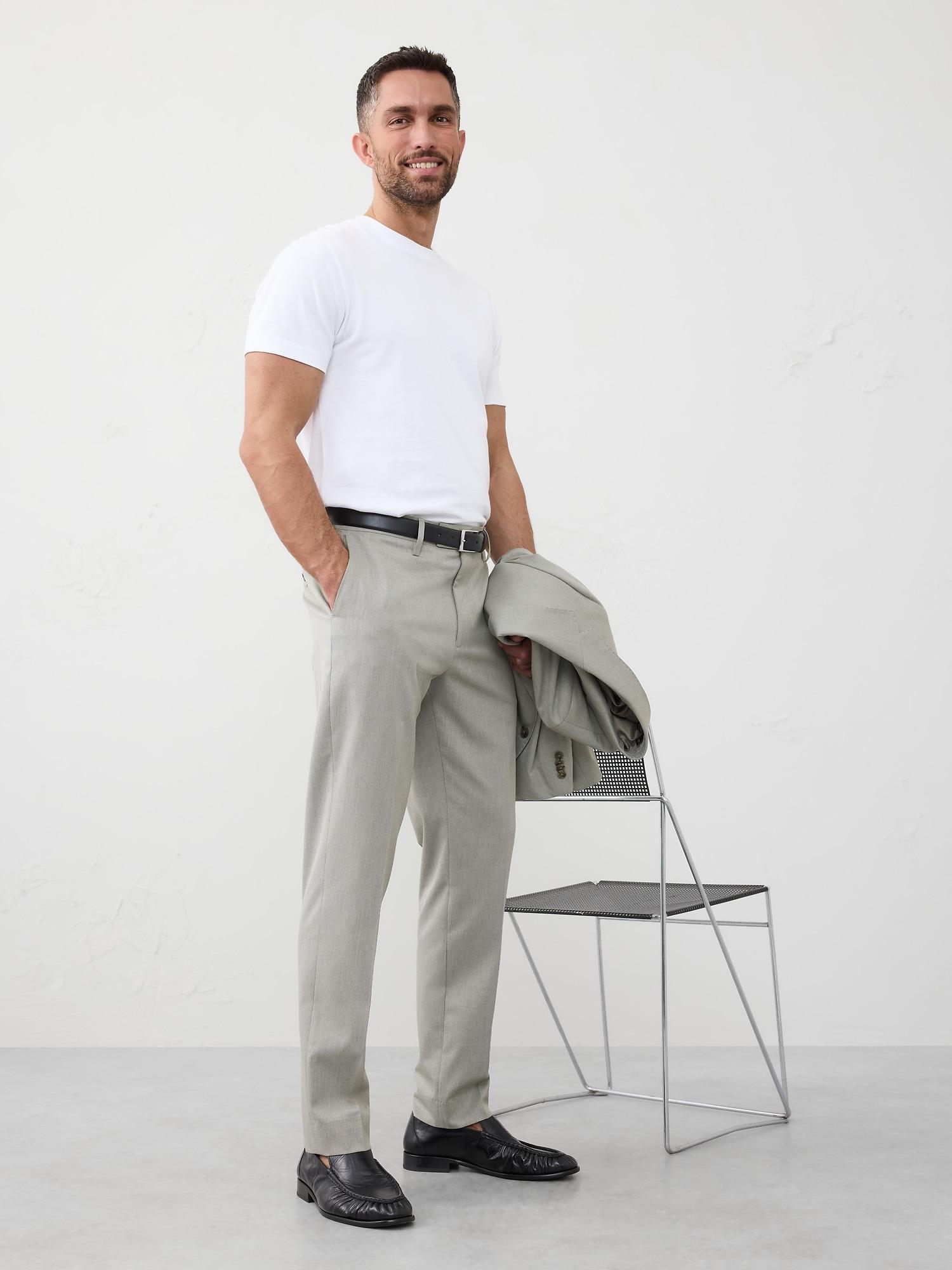 Tailored-Fit Textured Taupe Suit Trouser Product Image