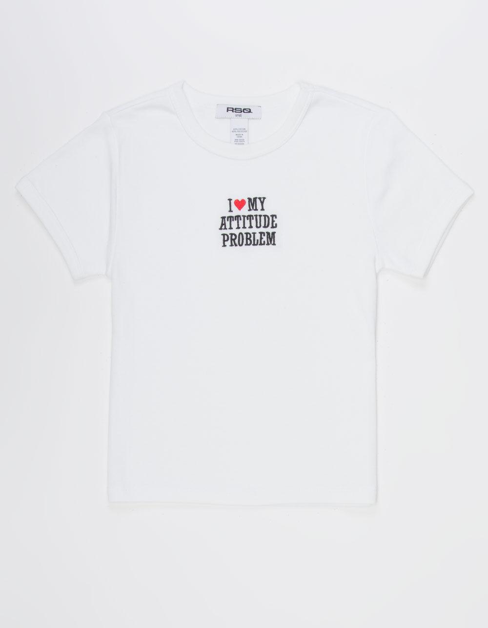RSQ Womens Love My Attitude Baby Tee - WHITE Product Image