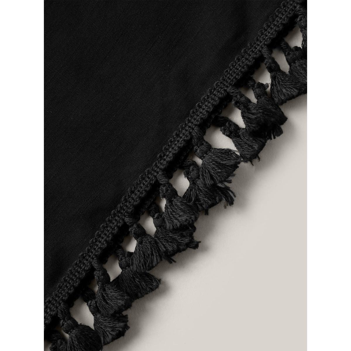 Plus Size Backless Front-Tie Tassels Kimono Women Black Tie knot Loose Vacation Kimonos BloomChic 10/M Product Image