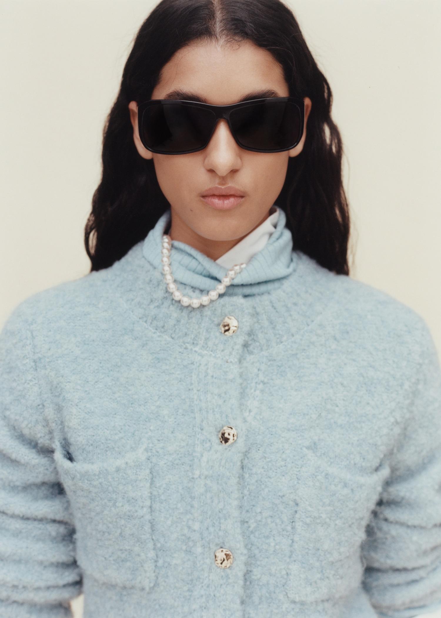 Bouclé jacket with jewel buttons - Women | MANGO USA Product Image