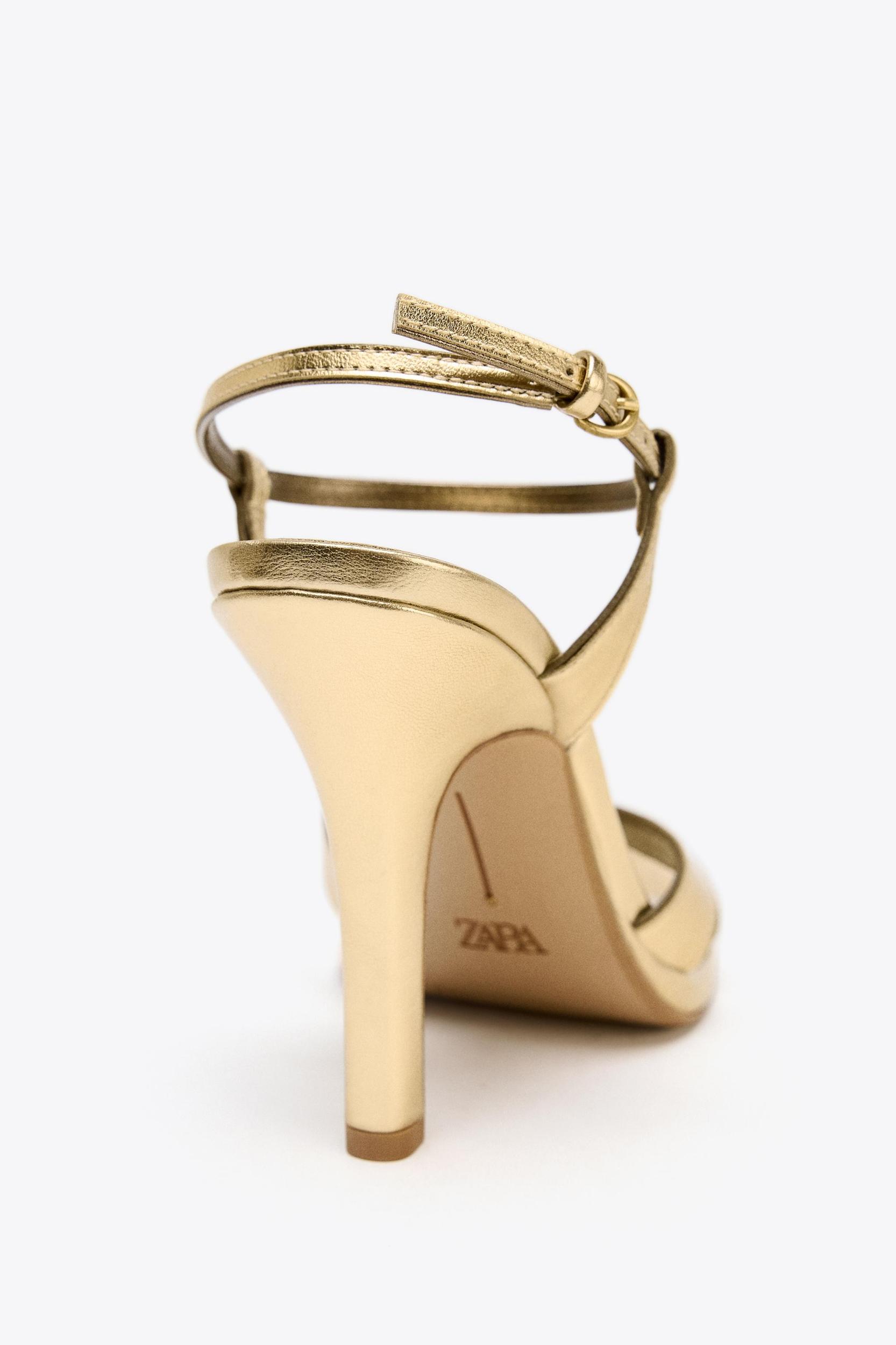 METALLIC EFFECT HEELED SANDALS Product Image