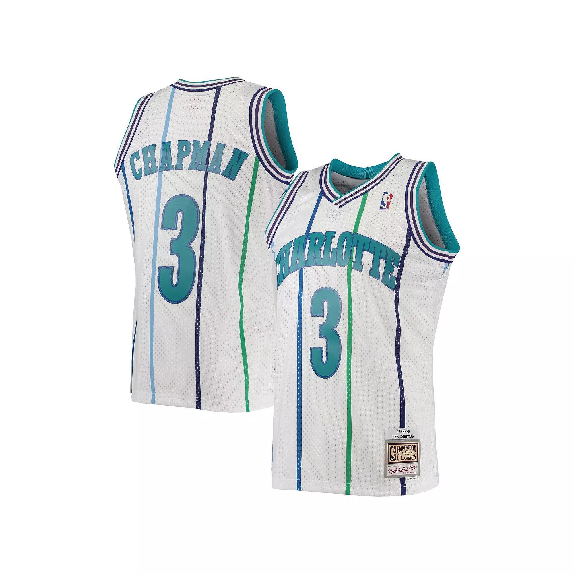 Men's Mitchell & Ness Rex Chapman White Charlotte Hornets 1988-89 Hardwood Classics Swingman Jersey, Size: Medium, Chr White Product Image