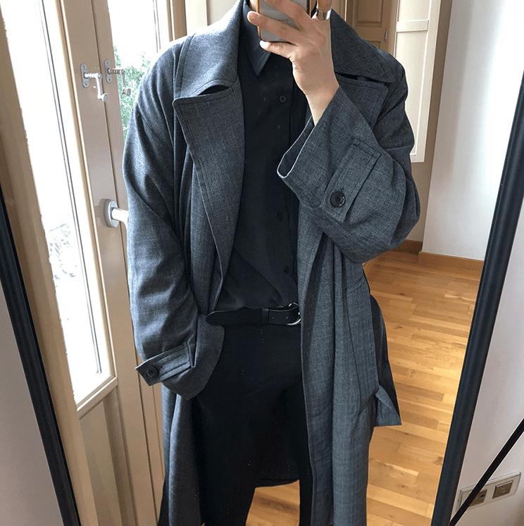 RT No. 2784 GRAY PLAID TRENCH COAT Product Image