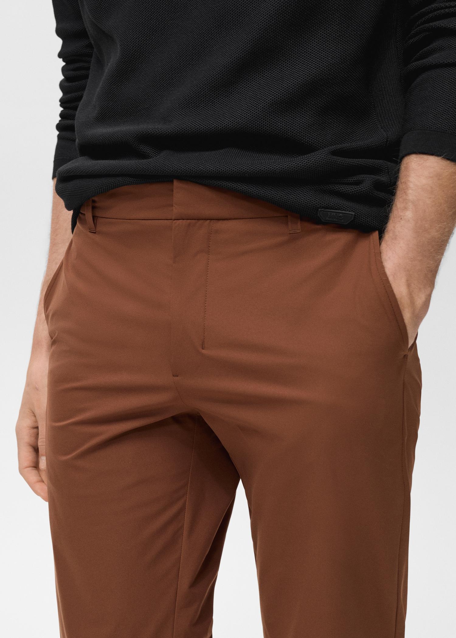 Stretch fabric slim-fit pants with drawstring - Men | MANGO USA Product Image
