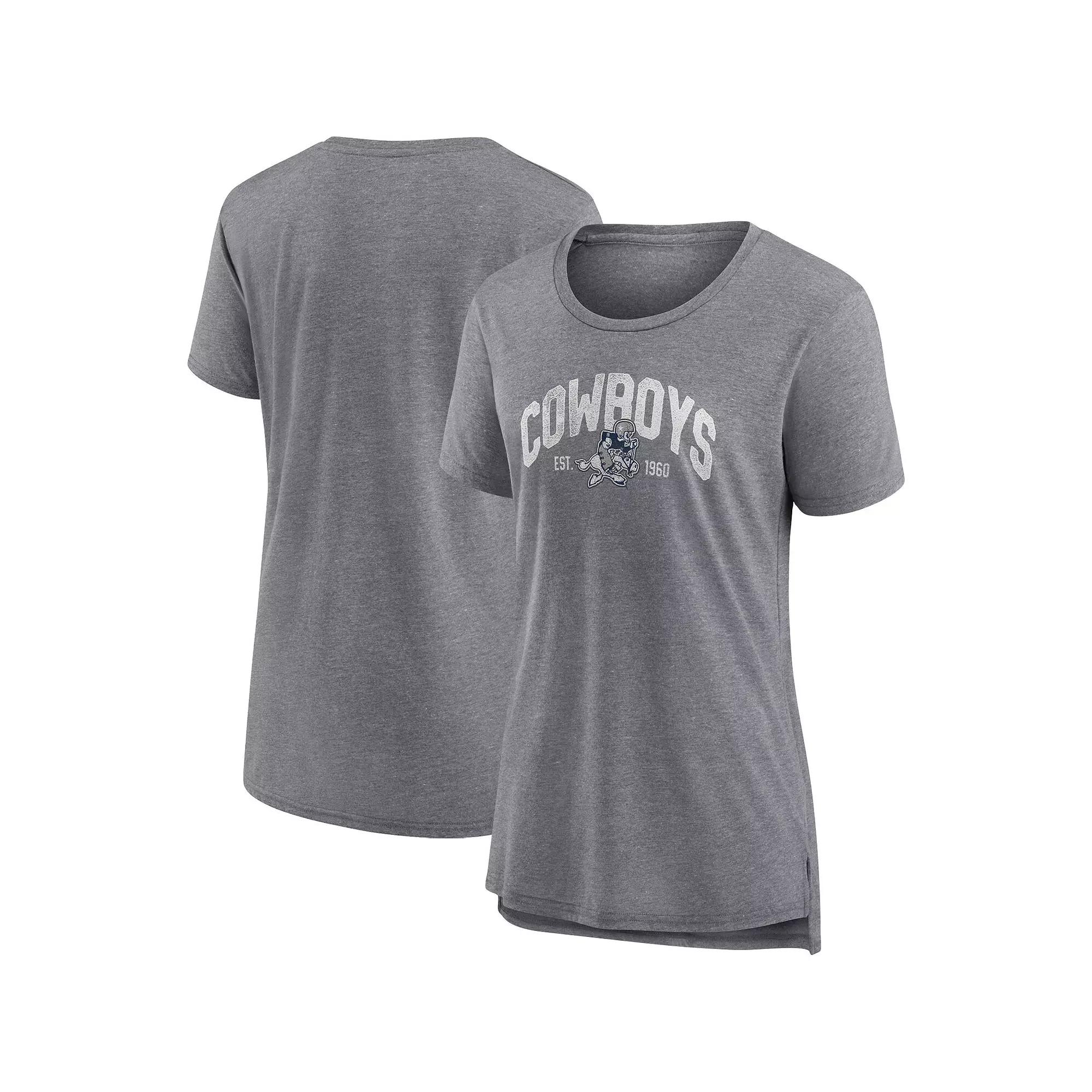 Women's Fanatics Branded Heathered Gray Dallas Cowboys Drop Back Modern T-Shirt,  Product Image