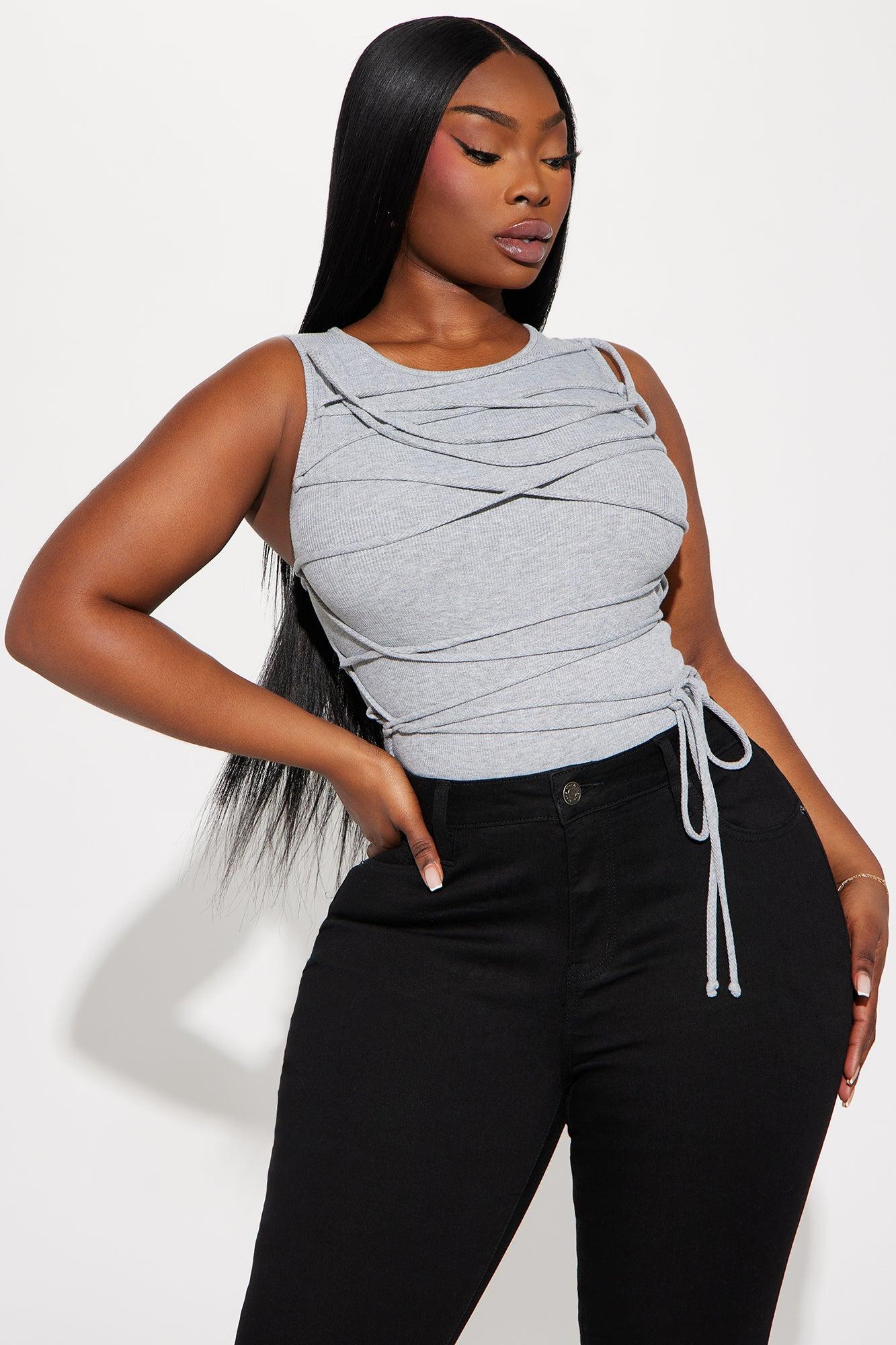 Anitta Lace Up bodysuit - Heather Grey Product Image