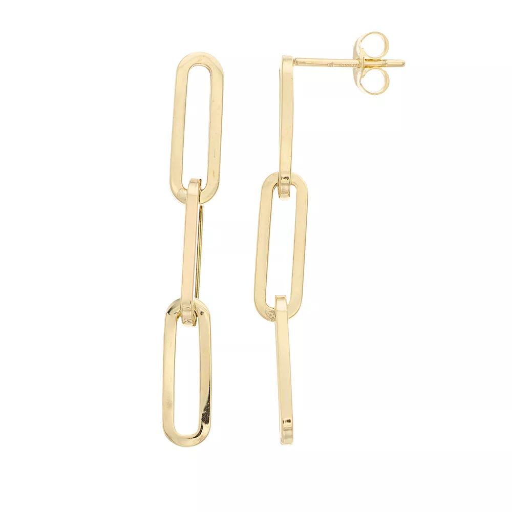 Au Naturale 14k Gold Paper Clip Chain Earrings, Women's Product Image