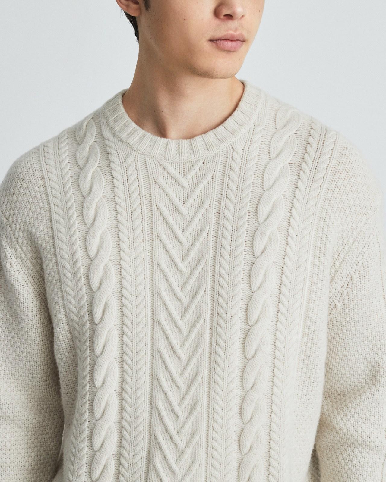 The Felted Merino Cable-Knit Crew Product Image
