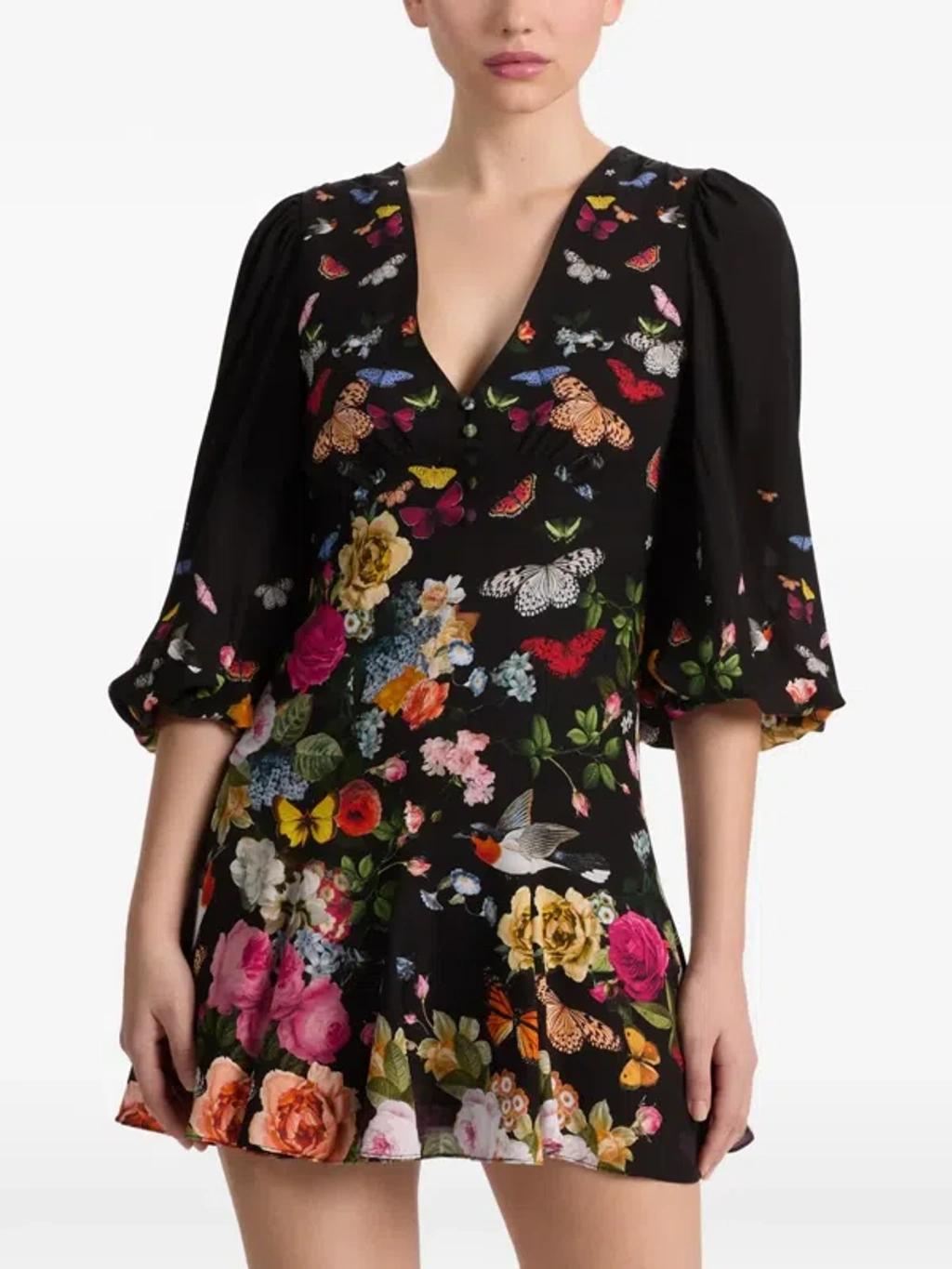 ALICE AND OLIVIA Irene Mini Dress Solar Strength Black In Multi Product Image