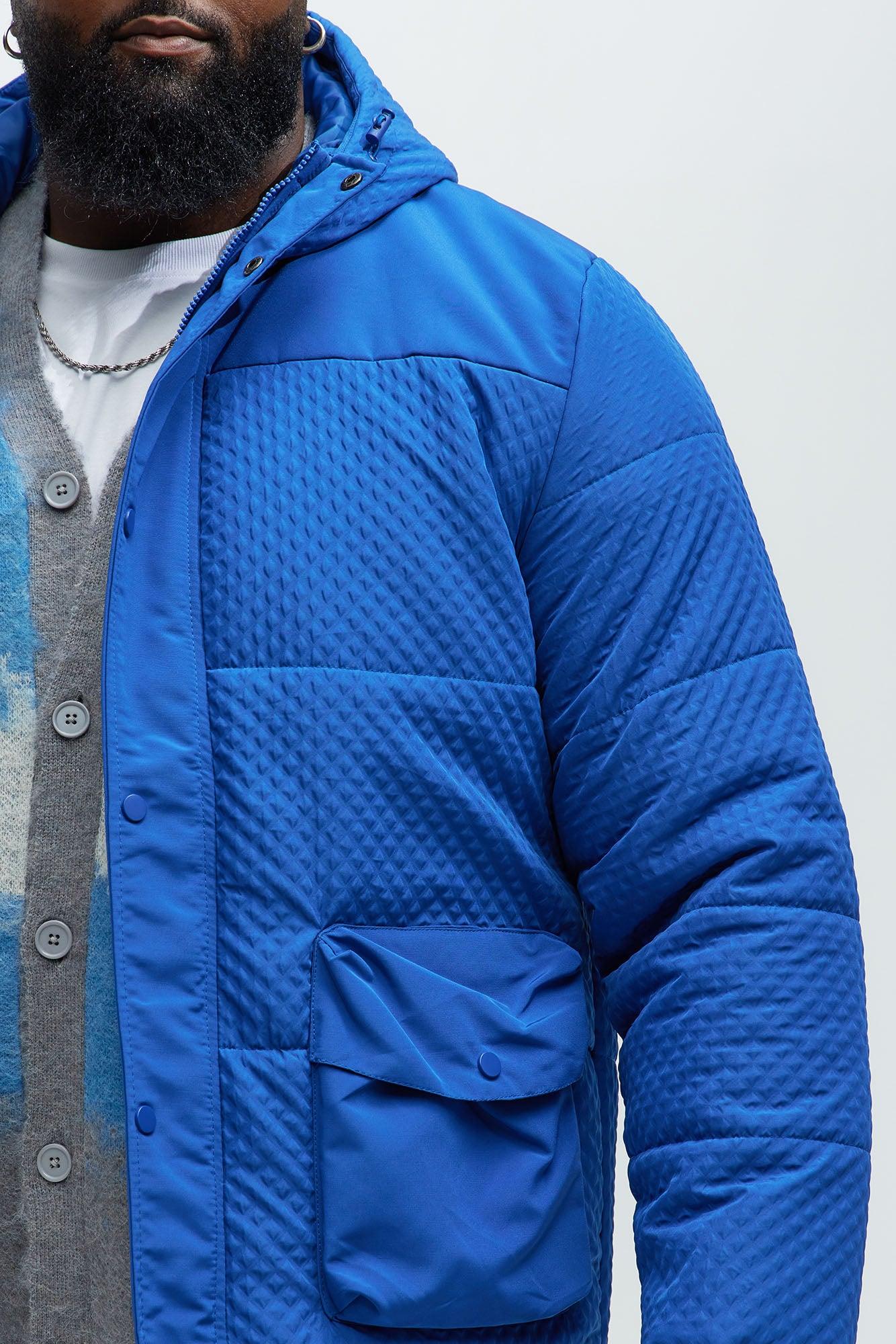 No Pressure Heavyweight Diamondquilt Puffer Jacket - Blue Product Image