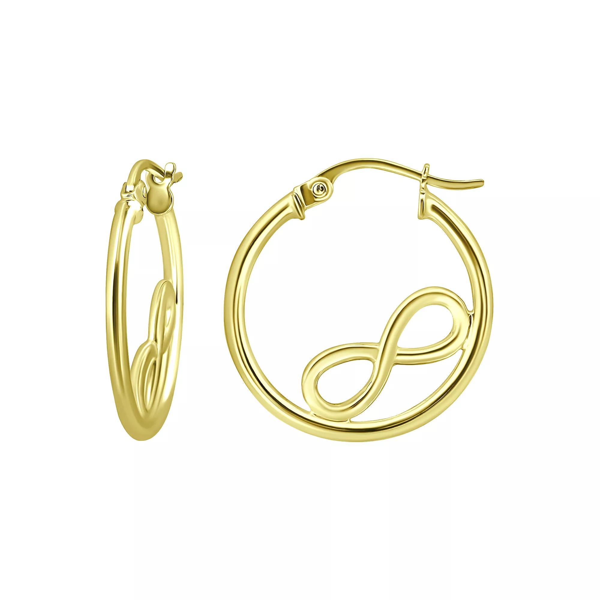 Aleure Precioso Sterling Silver Infinity Sign Center Hoop Earrings, Women's, Silver Tone Product Image