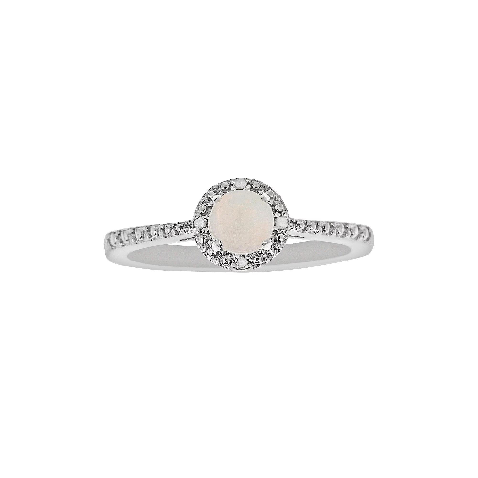 Celebration Gems Sterling Silver Opal and Diamond Accent Frame Ring, Women's,  Product Image