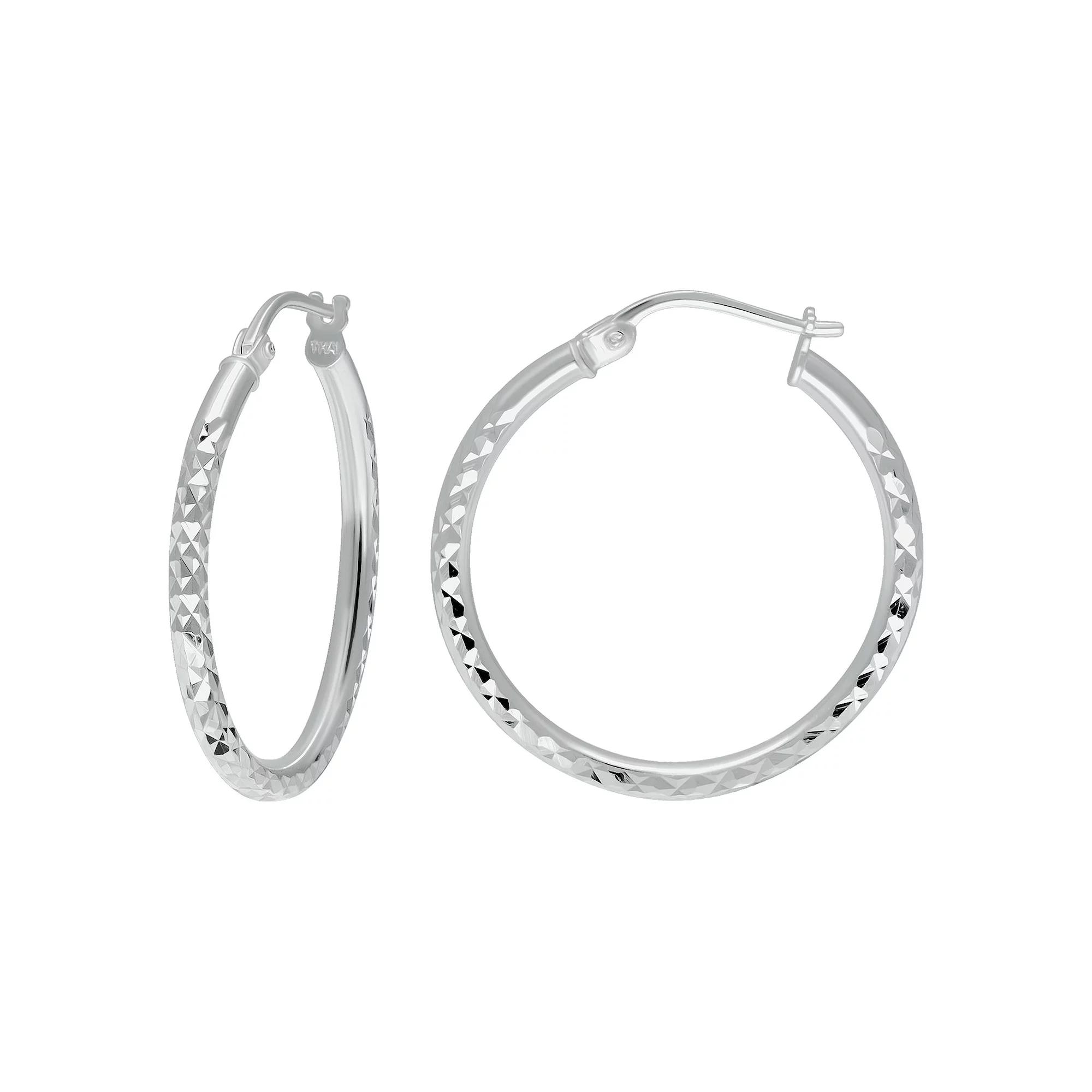 Aleure Precioso Sterling Silver Textured Hoop Earrings, Women's,  Product Image