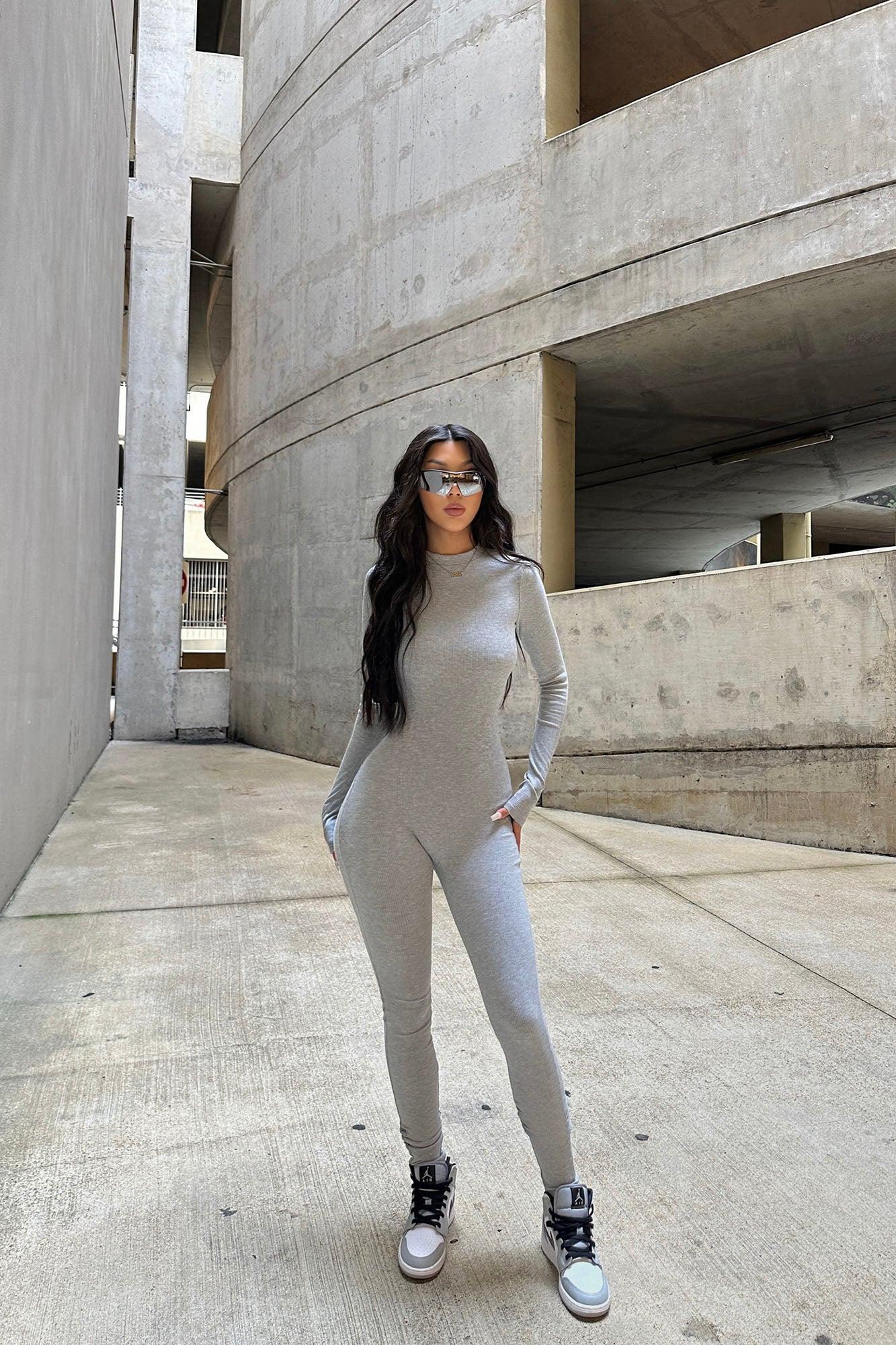Maribel Snatched Jumpsuit - Heather Grey Product Image