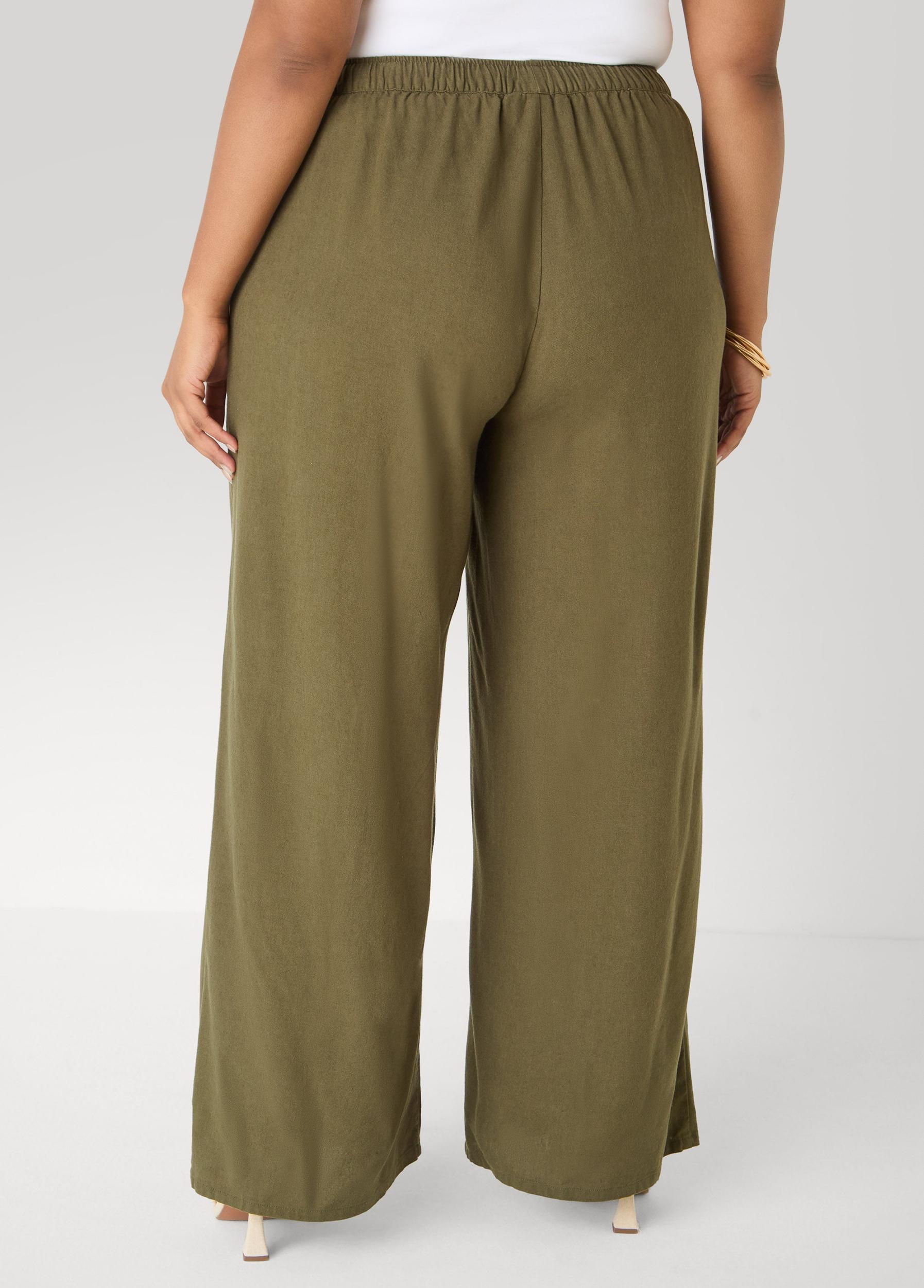 Drawstring Linen Blend Pants Product Image