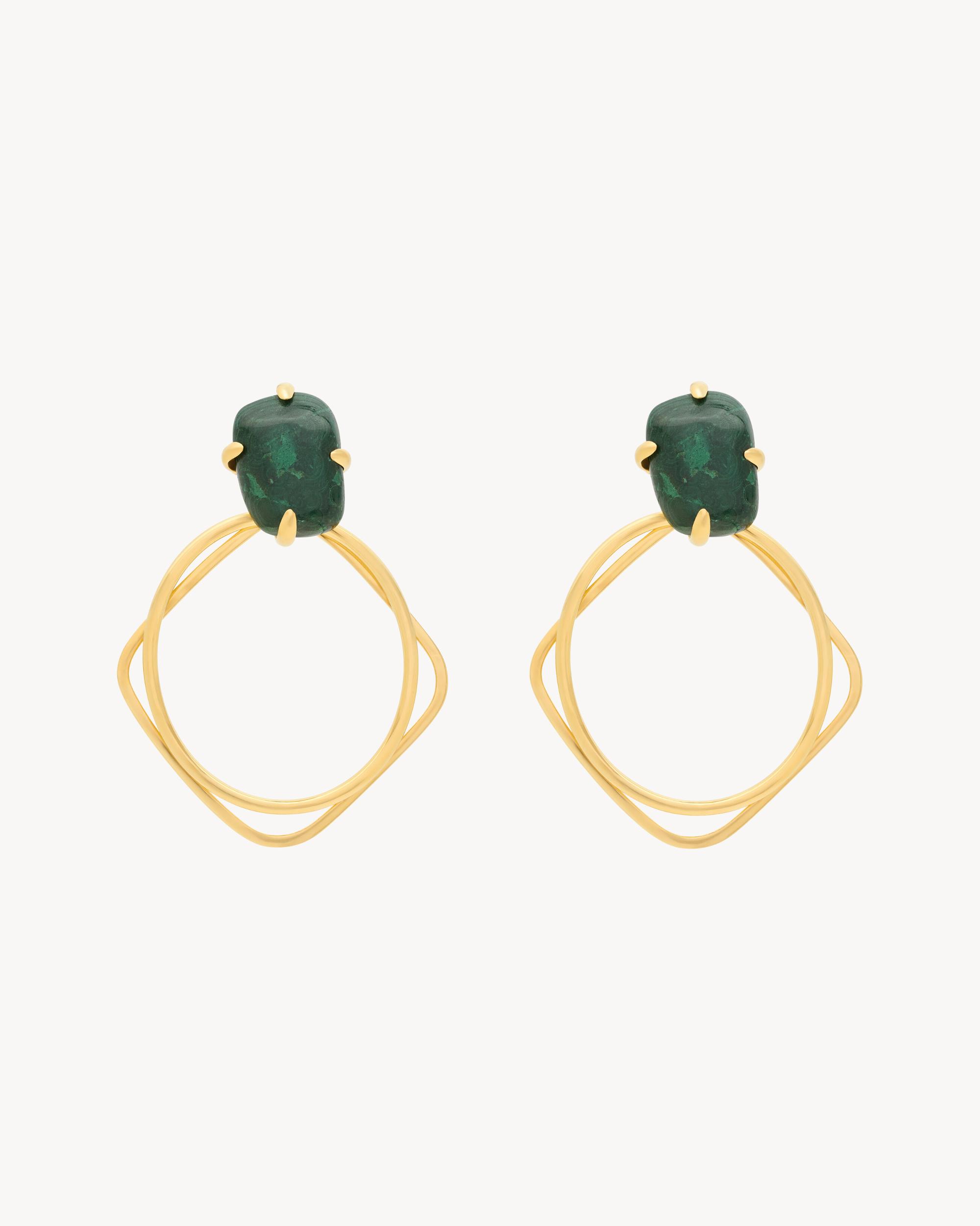 KNOCKER EARRINGS IN MALACHITE AND METAL Product Image