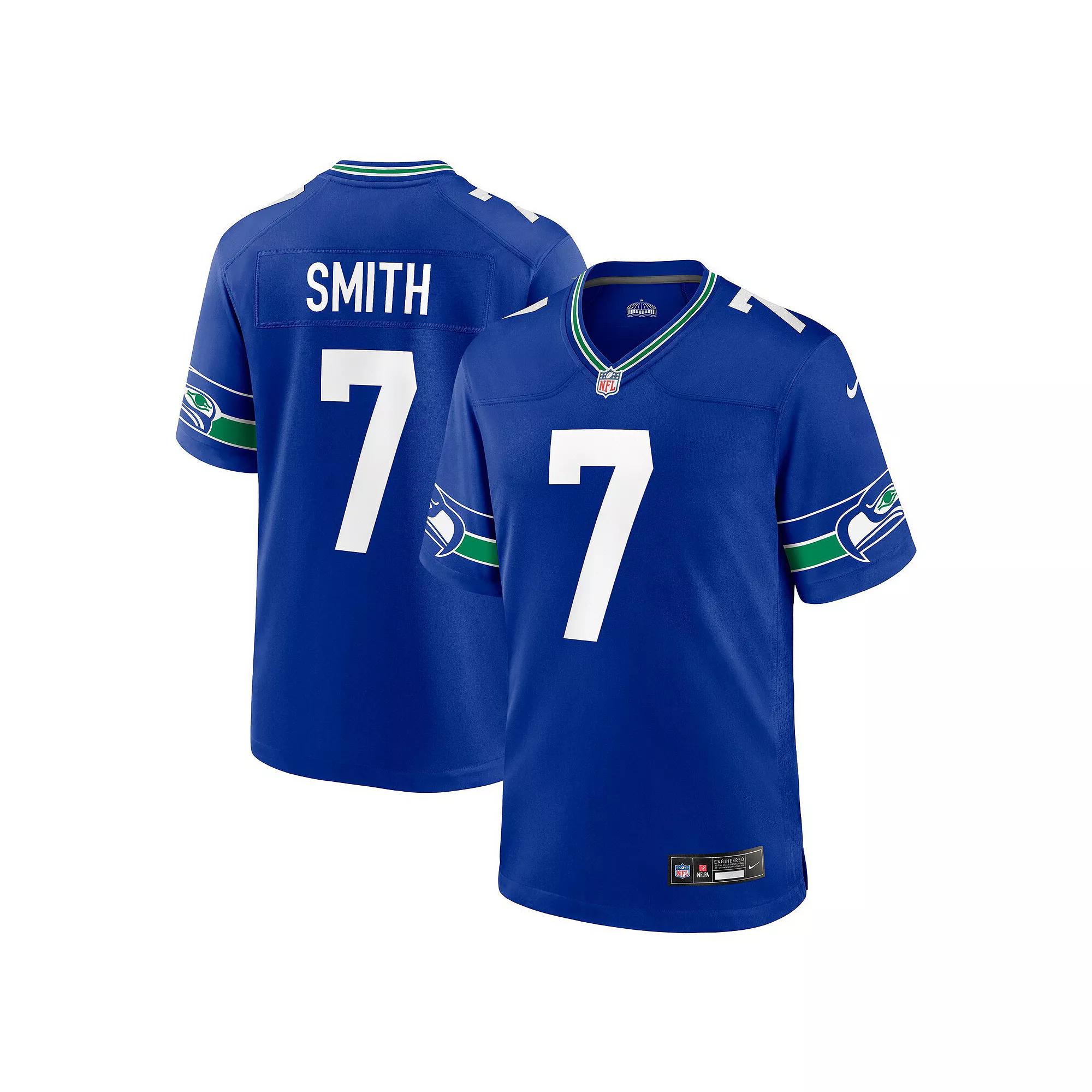 Men's Nike Geno Smith Royal Seattle Seahawks Throwback Player Game Jersey, Size: 3XL, Blue Product Image