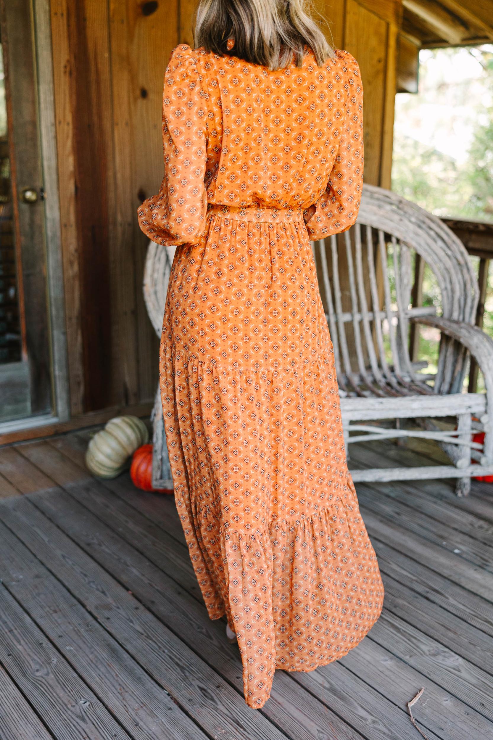 Come Forward Rust Orange Medallion Print Maxi Dress Female Product Image