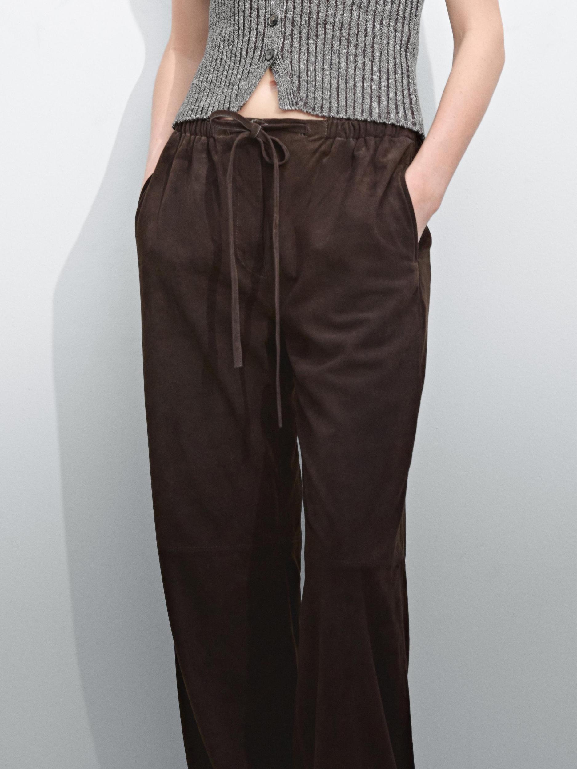 Suede leather parachute trousers Product Image