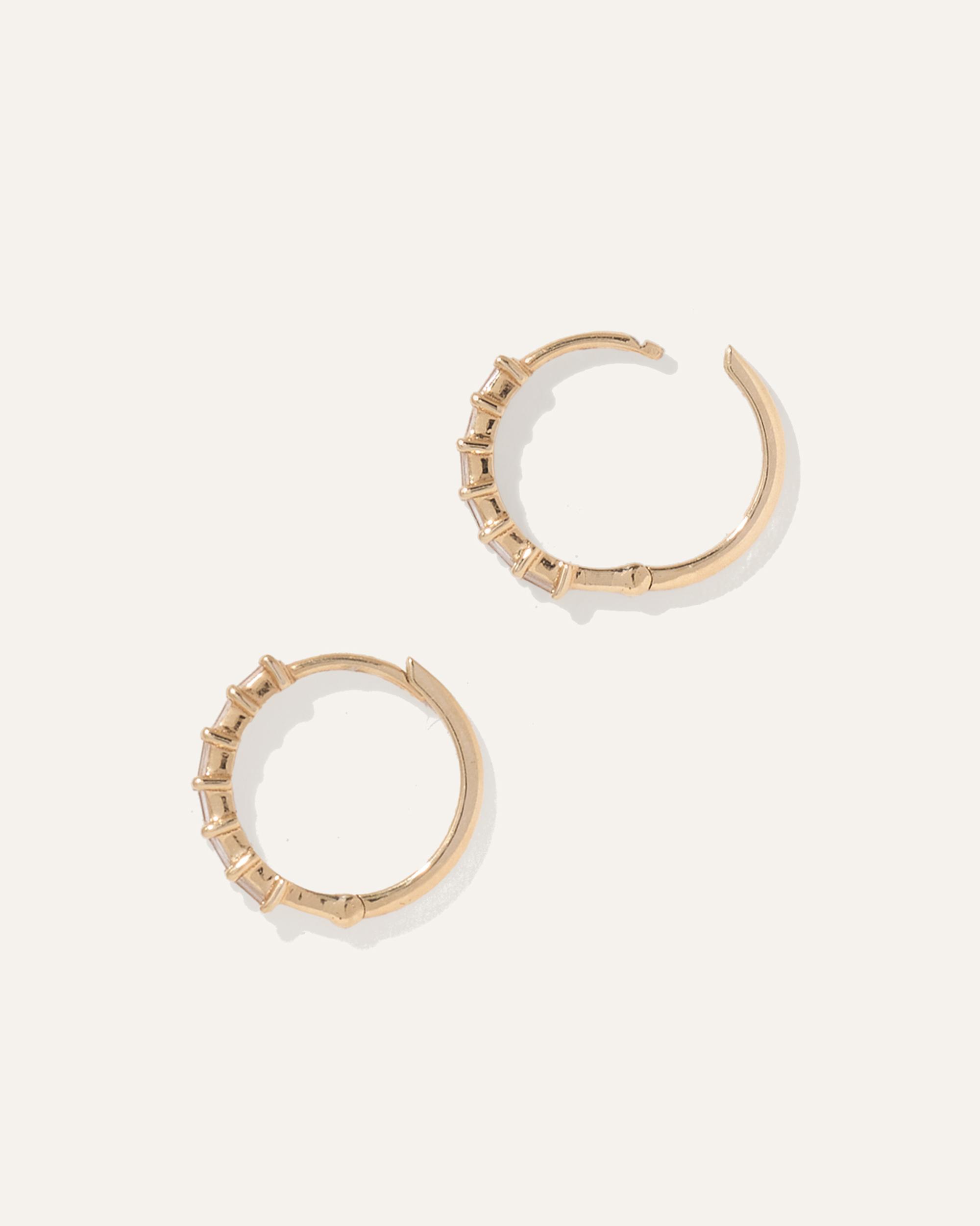 Quince | Women's 14K Gold Diamond Baguette Huggies Product Image