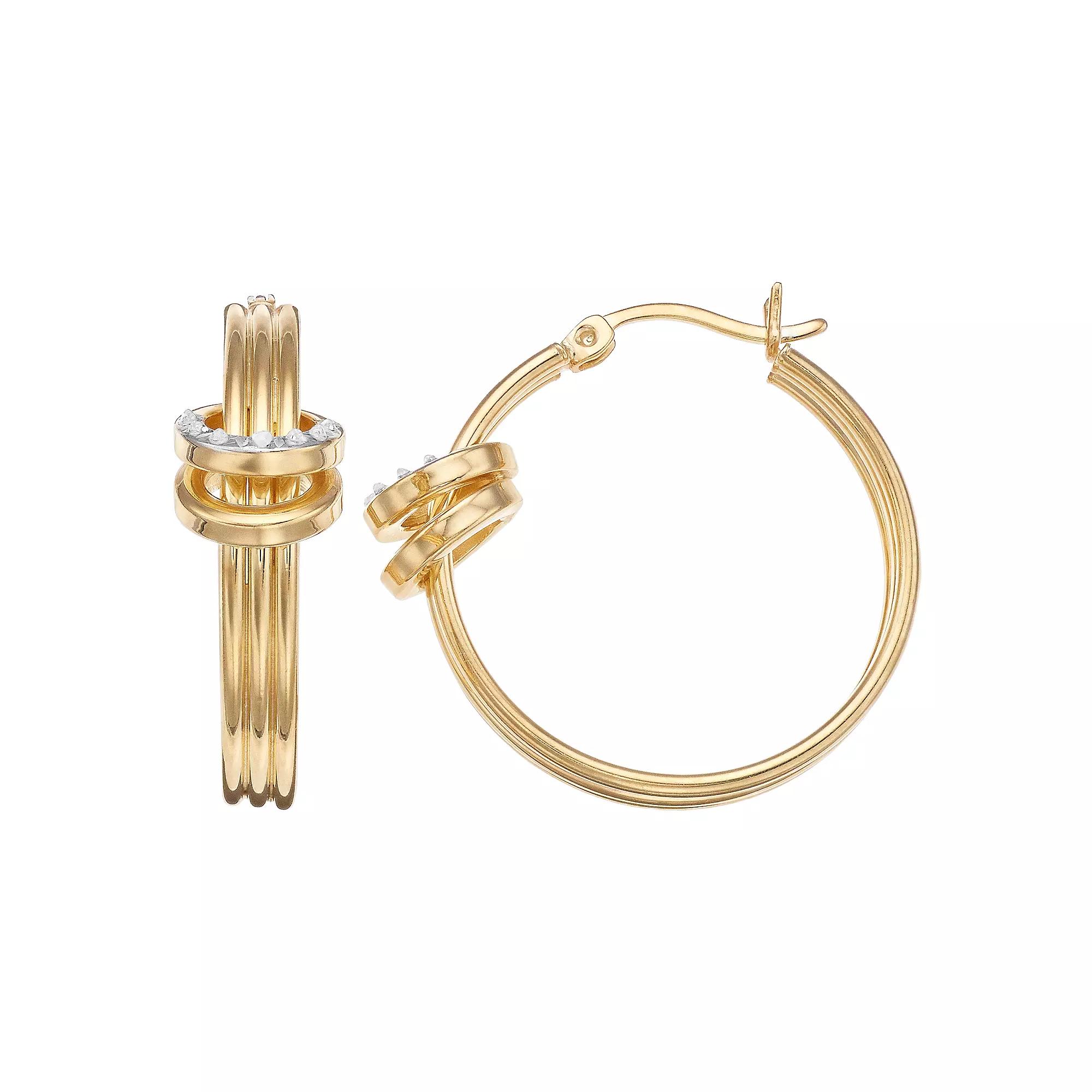 Diamond Mystique Sterling Silver Diamond Accent Knot Hoop Earrings, Women's, White Over Silver Product Image