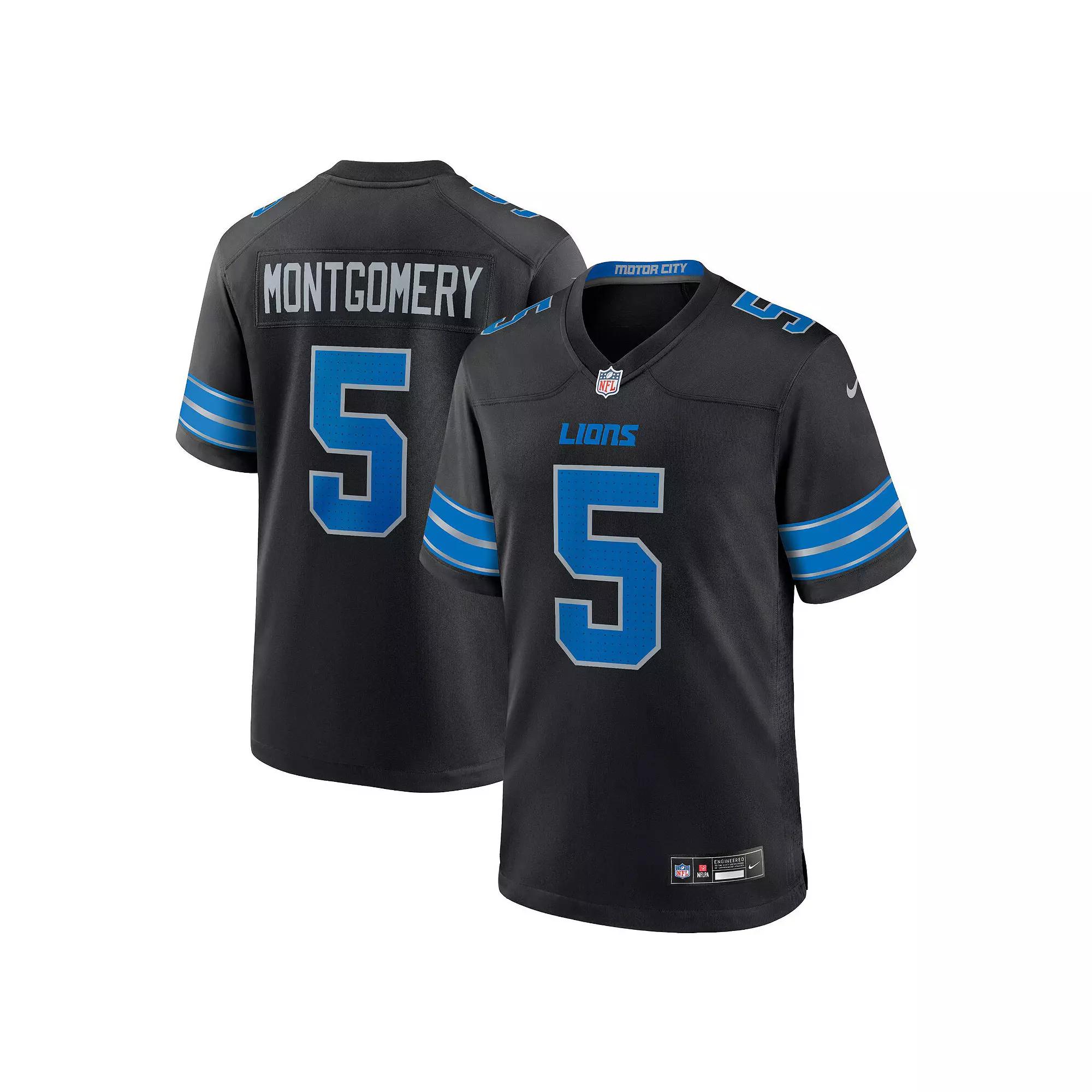 Men's Nike David Montgomery Black Detroit Lions 2nd Alternate Game Jersey, Size: Small Product Image