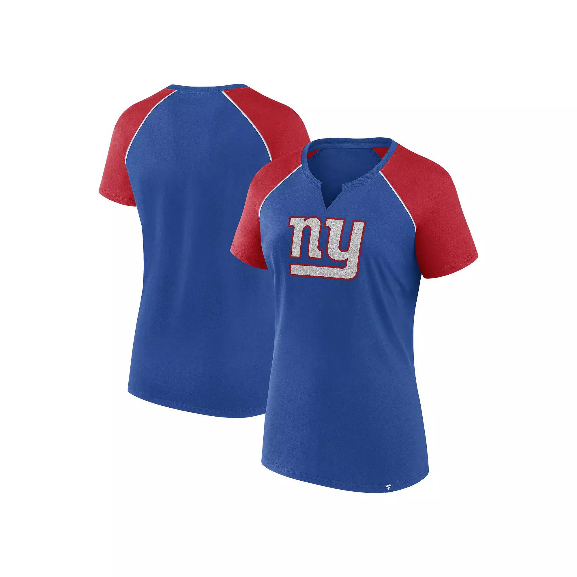Women's Fanatics Royal/Red New York Giants Glittered Primary Raglan T-Shirt, Size: XL, Blue Product Image