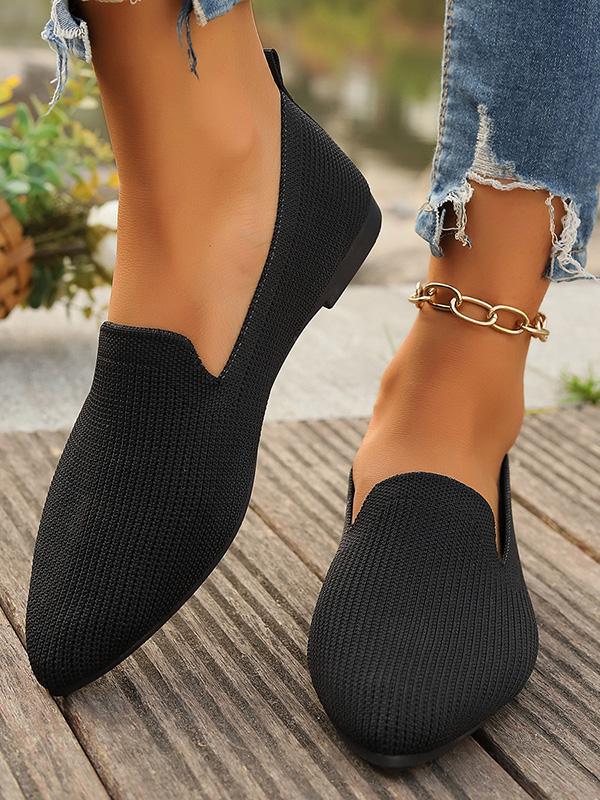 Pointed-Toe Shallow Cut Split-Joint Flat Shoes Product Image