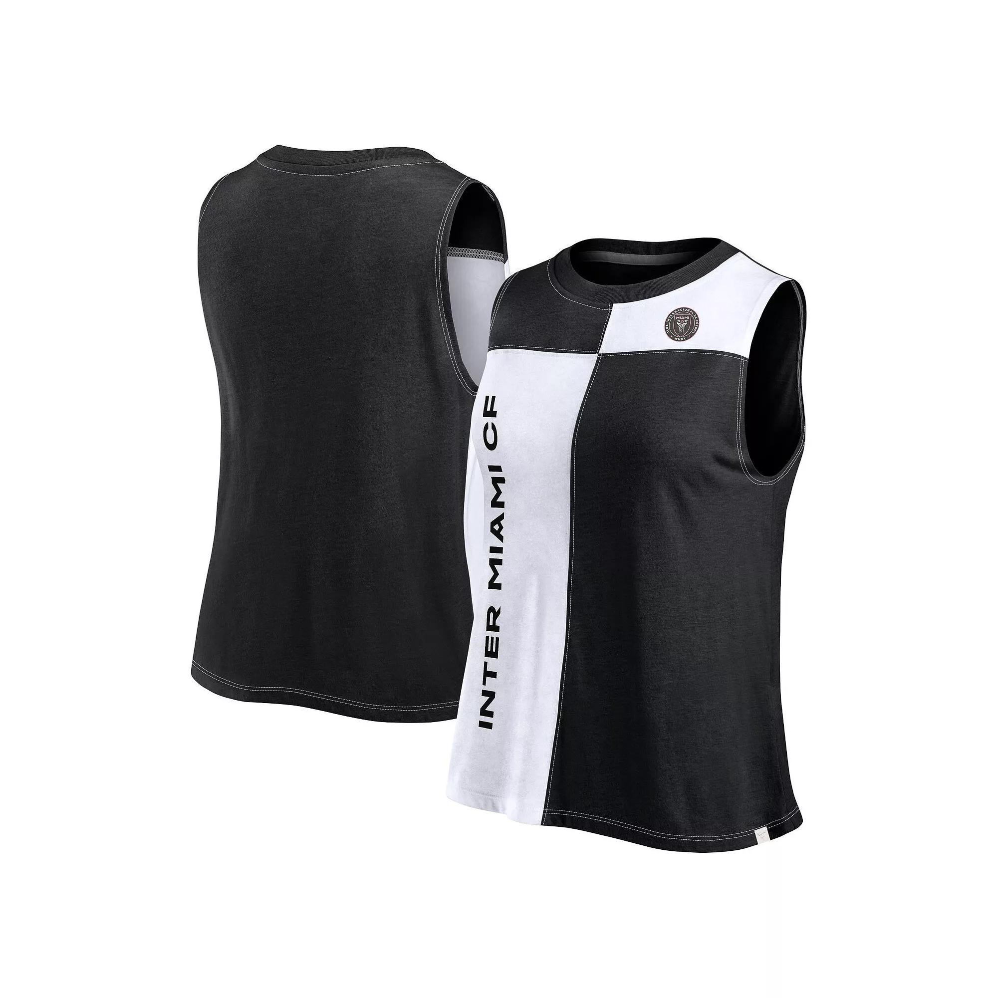 Women's Fanatics Branded Black Inter Miami CF Script Colorblock Tank Top, Size: Small, Mls Black Product Image