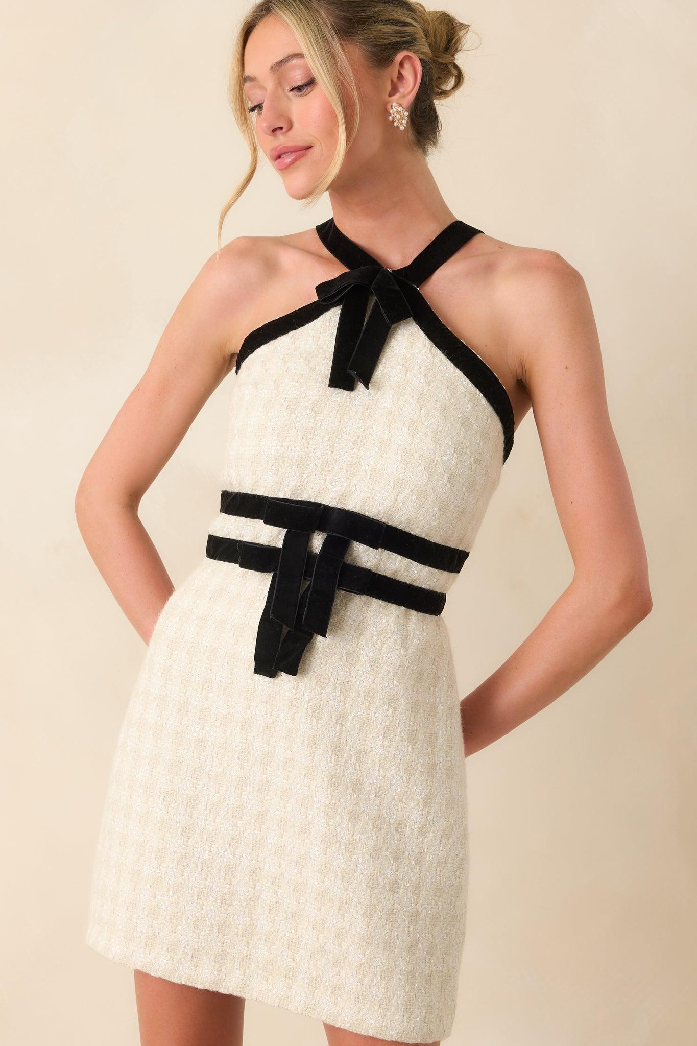 House of Cards Ivory Halter Neck Mini Dress Product Image