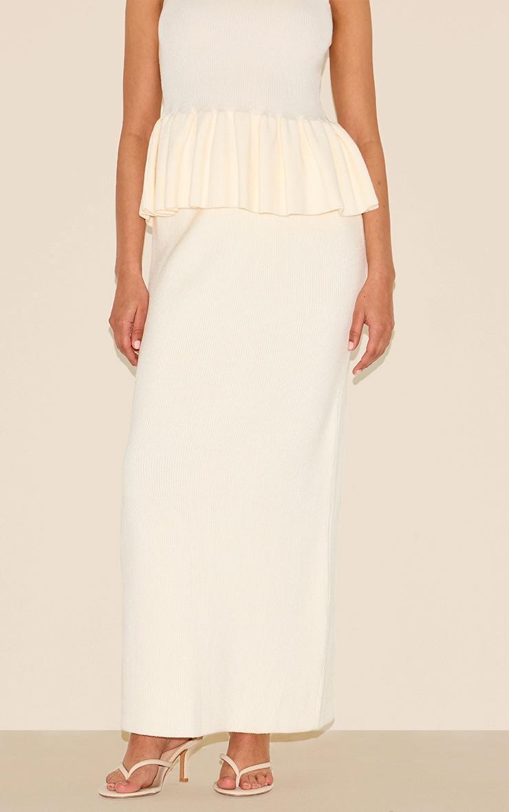 Petite Cream Knitted Low Rise Maxi Skirt Product Image