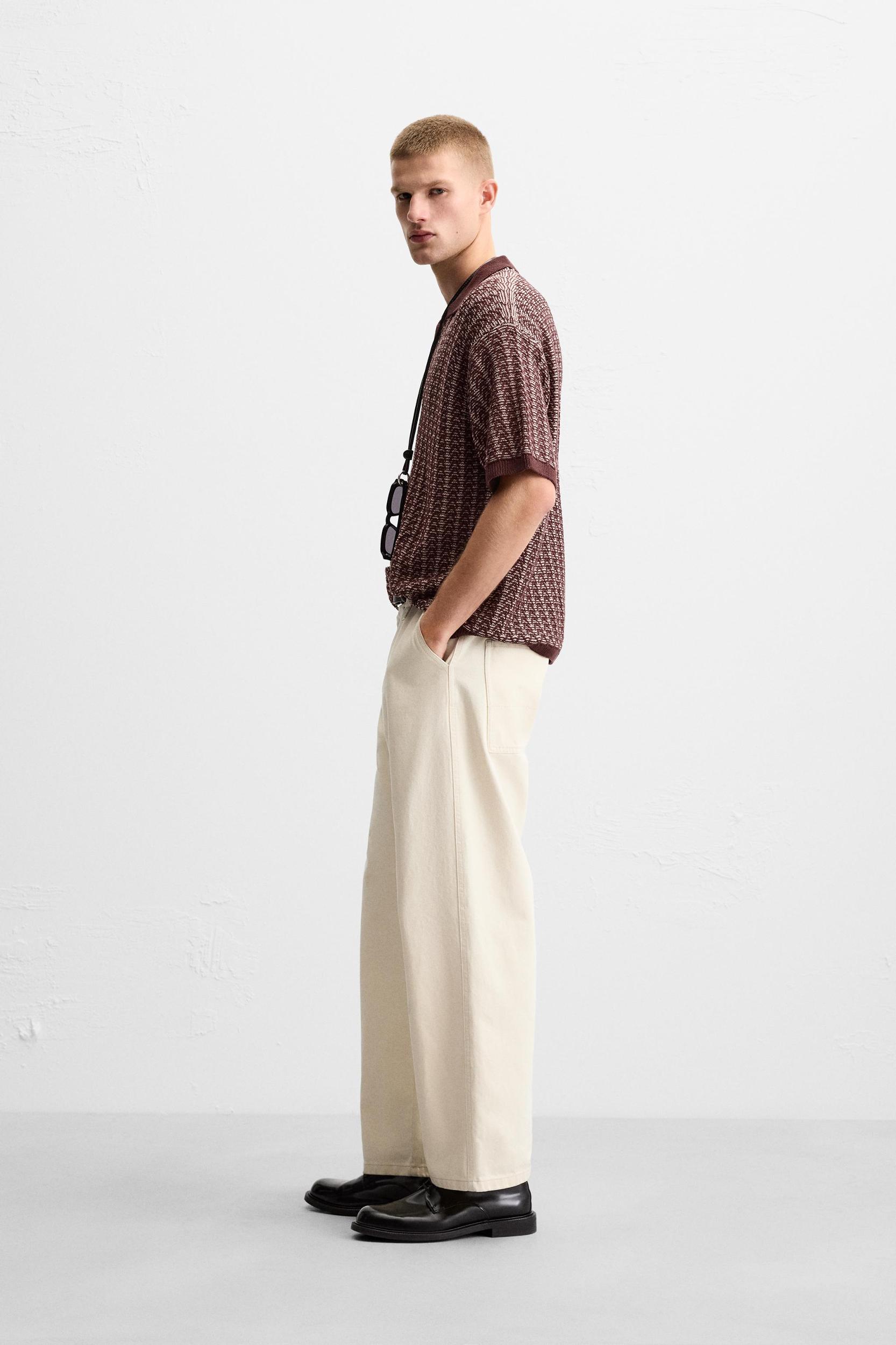 CONTRAST TEXTURED KNIT POLO Product Image