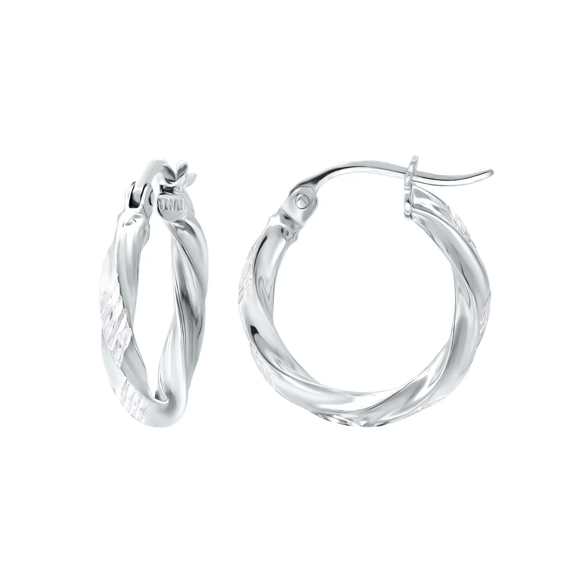 Aleure Precioso Sterling Silver Textured Twist Hoop Earrings, Women's, Size: 30MM Product Image