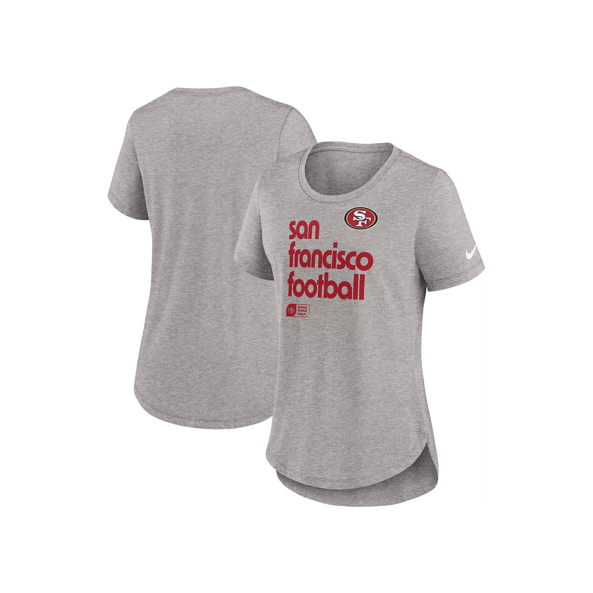 Women's Nike Heather Gray San Francisco 49ers Fashion Tri-Blend T-Shirt,  Product Image