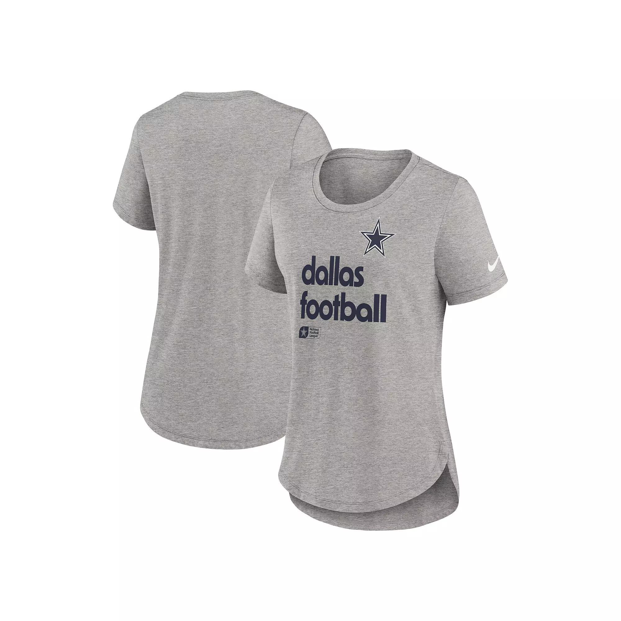 Women's Nike Heather Gray Dallas Cowboys Fashion Tri-Blend T-Shirt,  Product Image