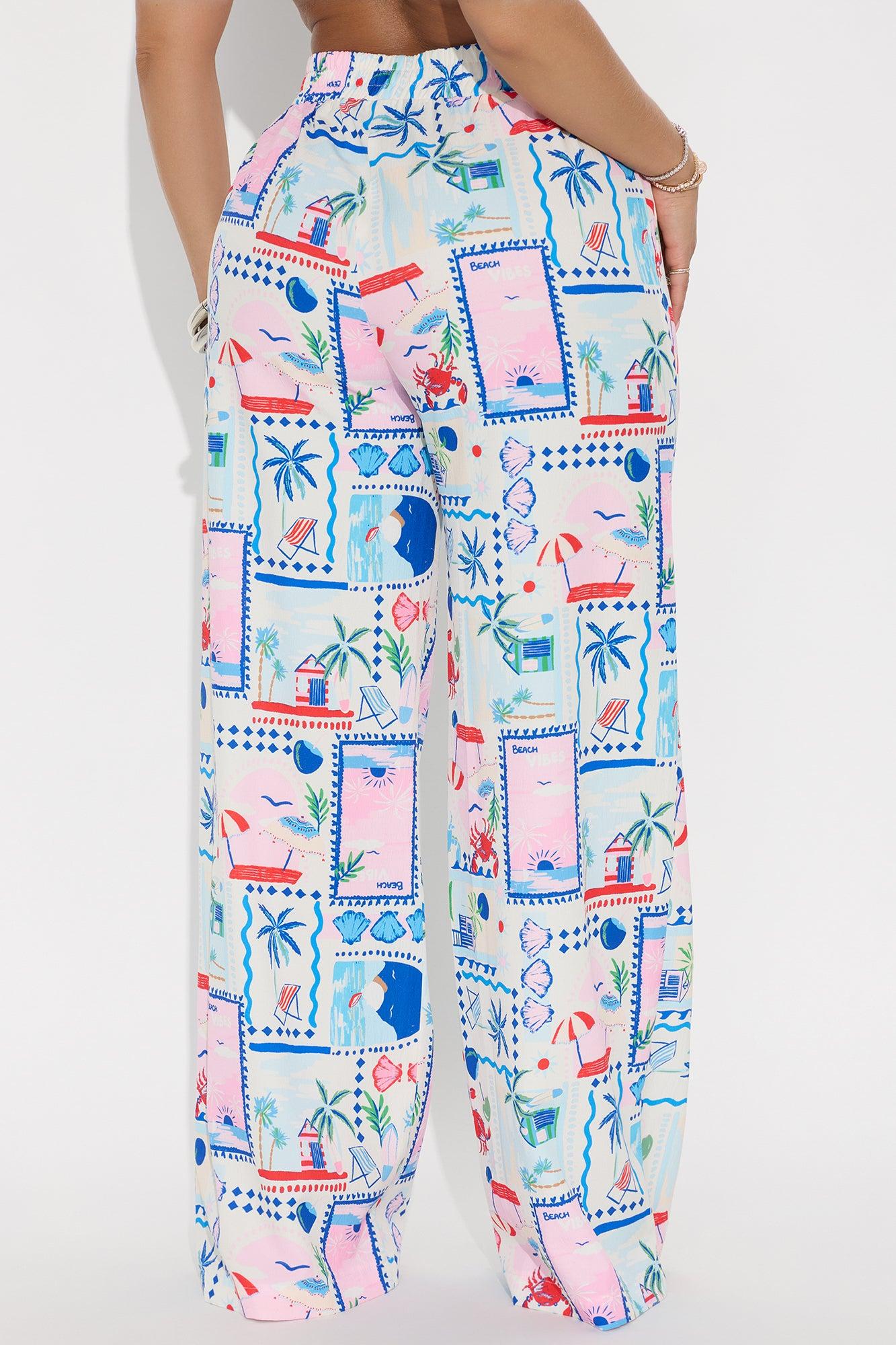 Only Beach Vibes Wide Leg Airflow Pant - White/combo Female Product Image