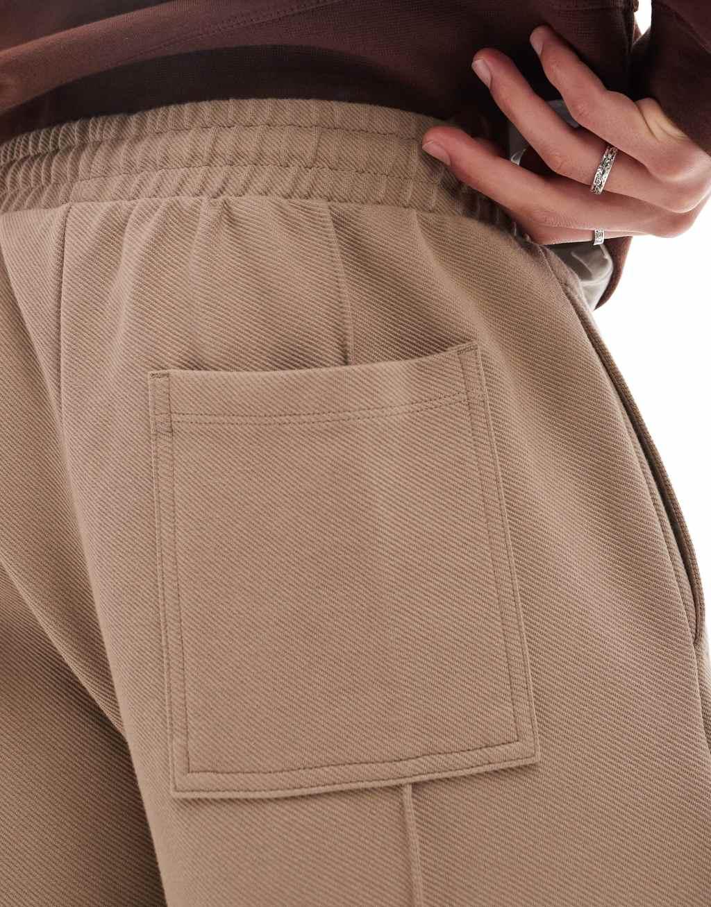 ASOS DESIGN straight leg sweatpants with pintuck detail in greige Product Image