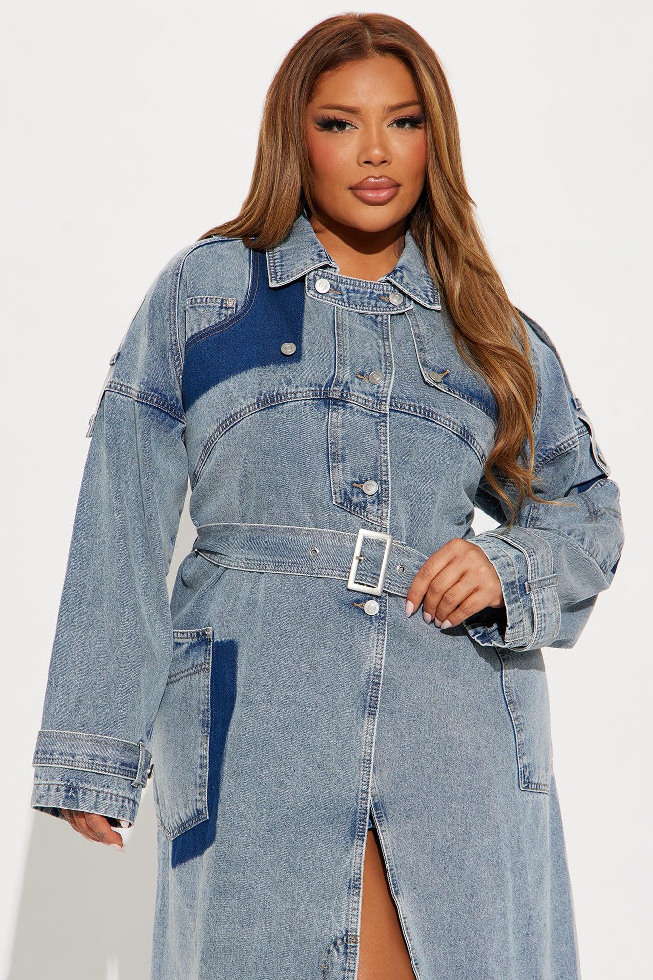 All Mixed Up Denim Trench - Light Wash Female Product Image
