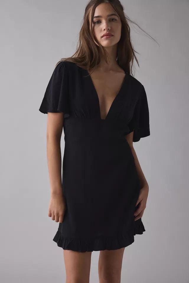 Kimchi Blue Dinner Date Plunging Flutter Sleeve Mini Dress Product Image