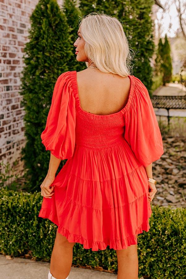 Whispering Muse Smocked Mini Dress In Red Product Image