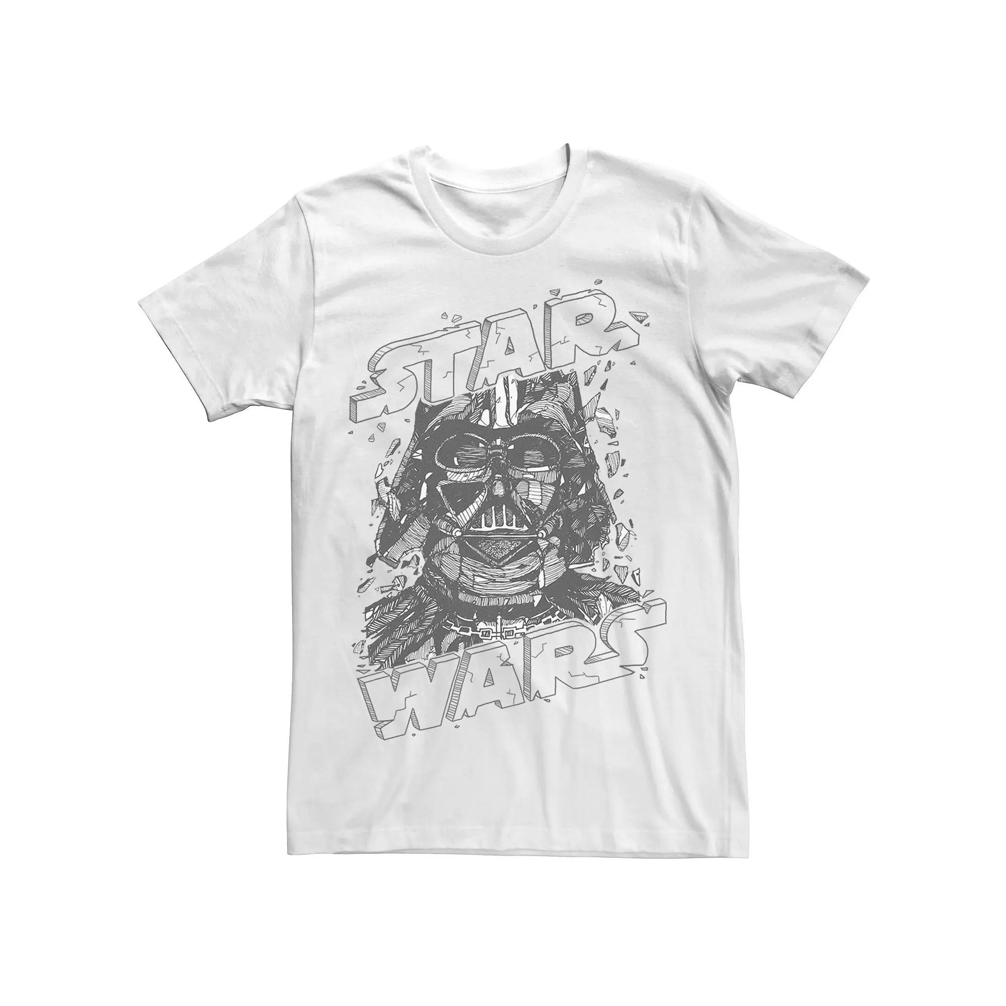 Men's Star Wars Darth Vader Cartoon Sketched Line Art Graphic Tee,  Product Image