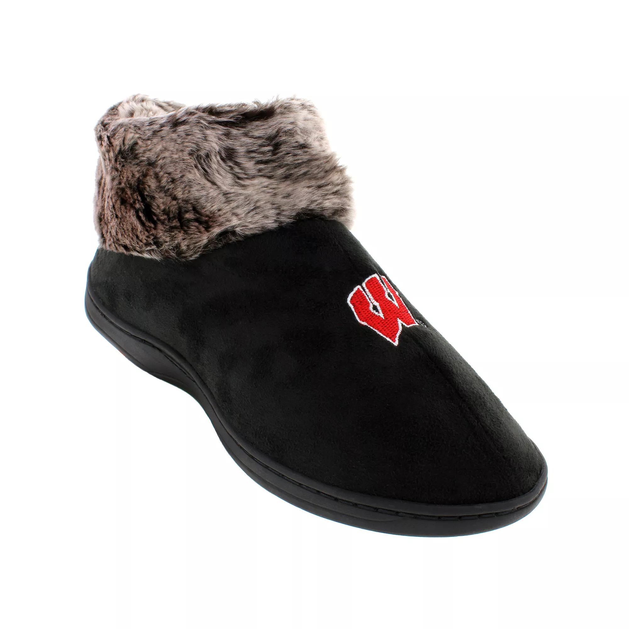 Wisconsin Badgers Faux-Fur Slippers, Women's,  Product Image