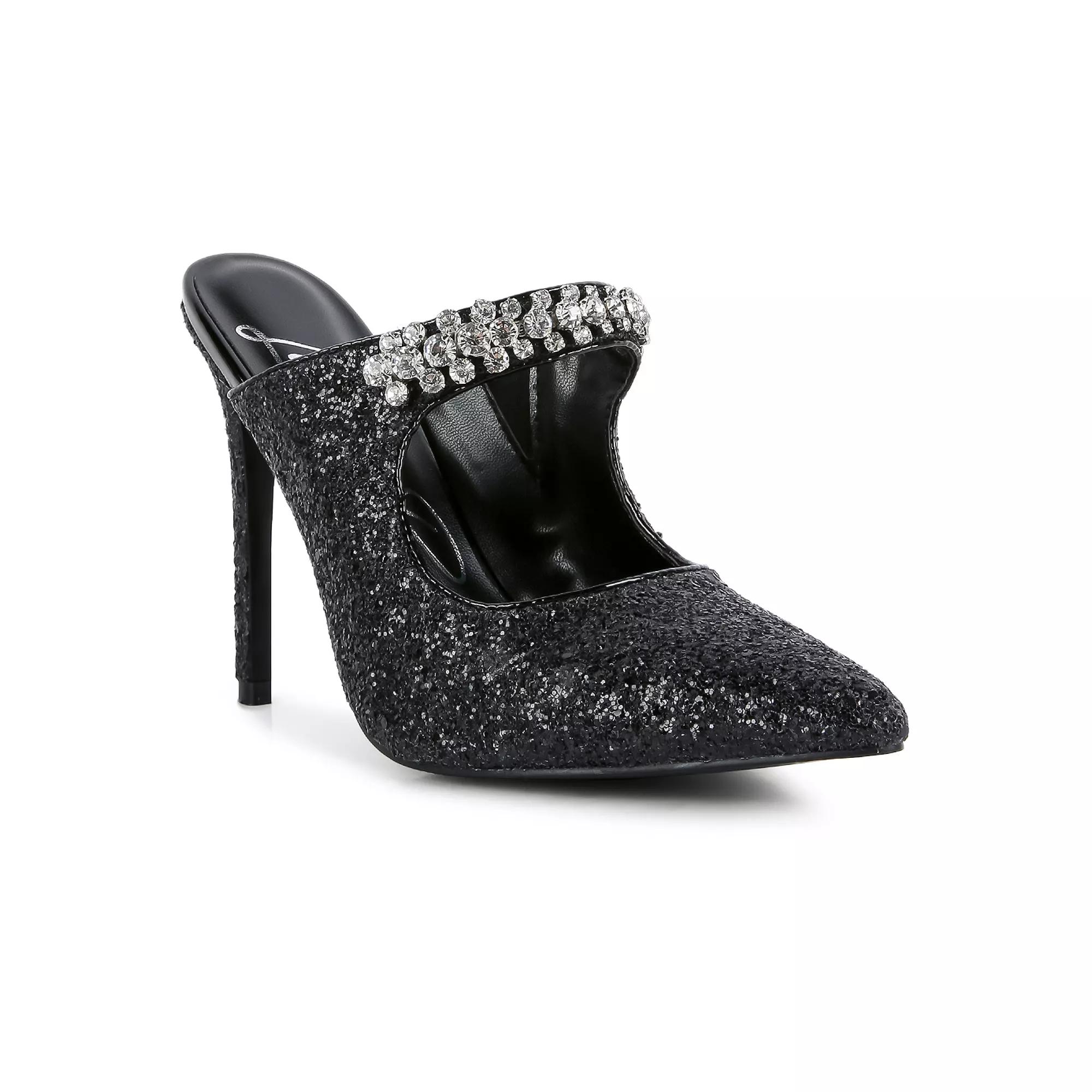 London Rag Twinklet Women's Glitter High Heel Shoes, Size: 10, Black Product Image