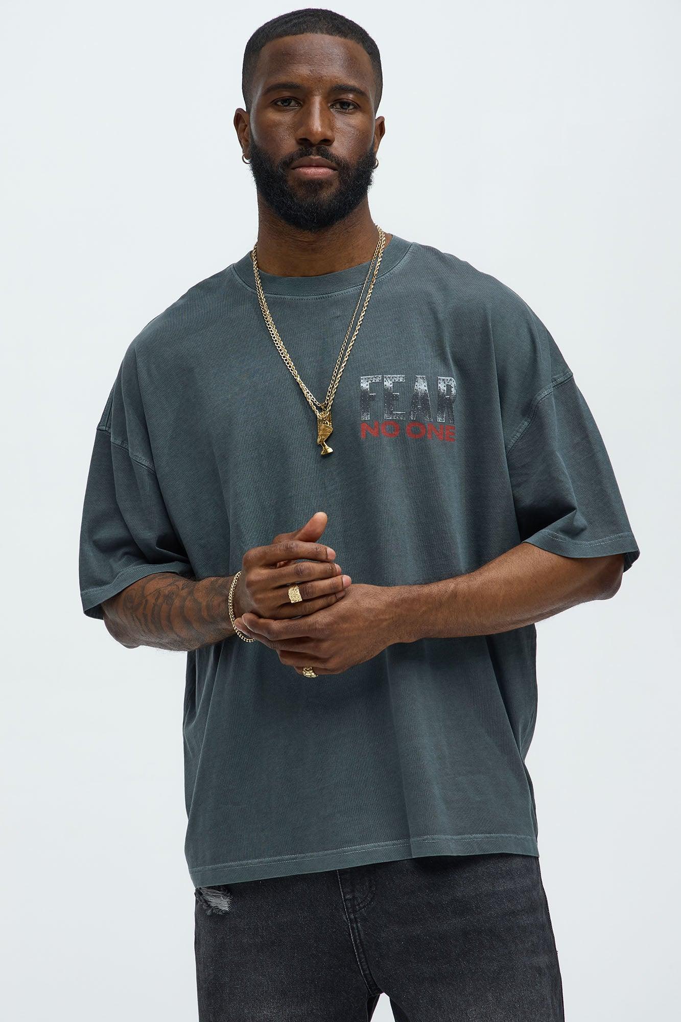 Fear No One Oversized Short Sleeve Tee - Grey Product Image