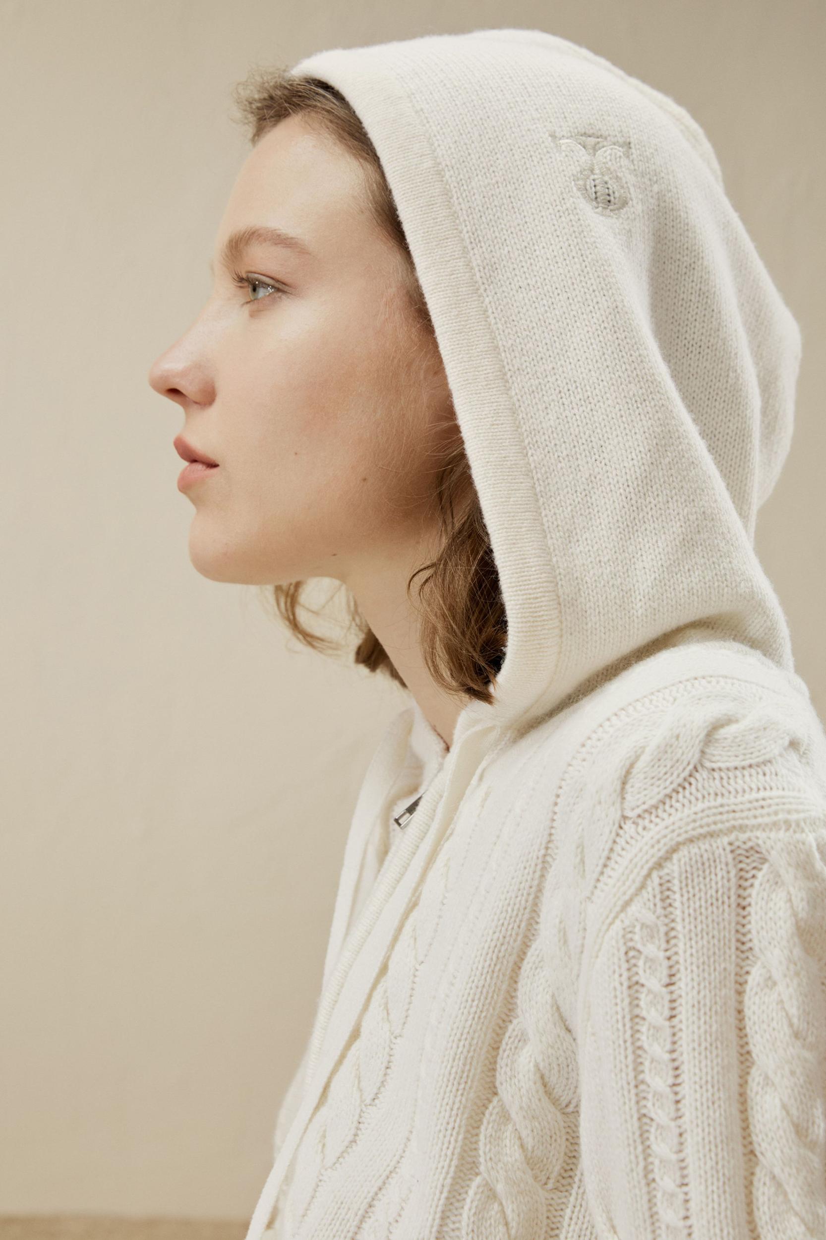 Bela Cable-Knit Wool-Cashmere Blend Hoodie Product Image