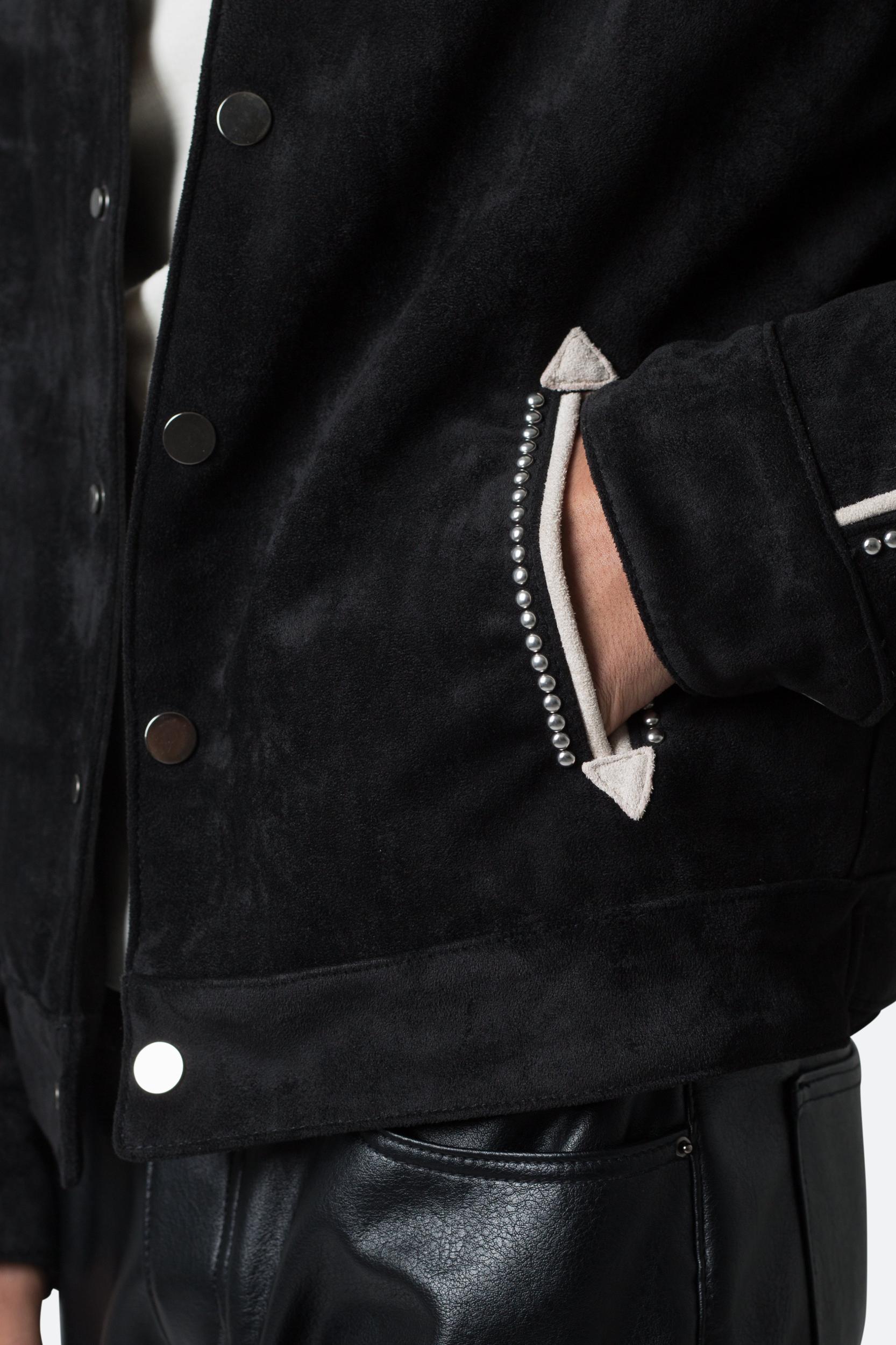 Suede Collared Jacket - Black Product Image