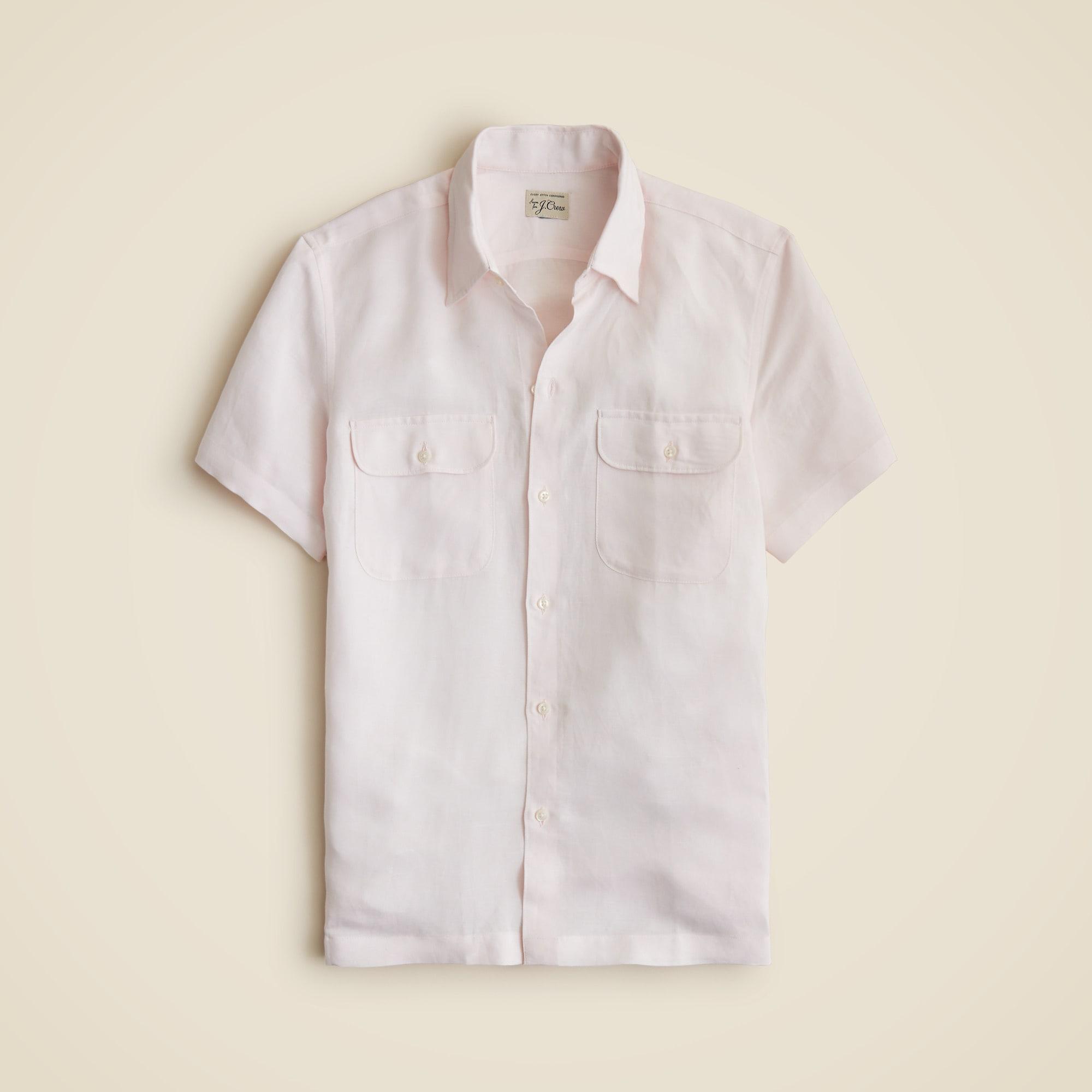 Short-sleeve viscose-linen blend shirt Product Image