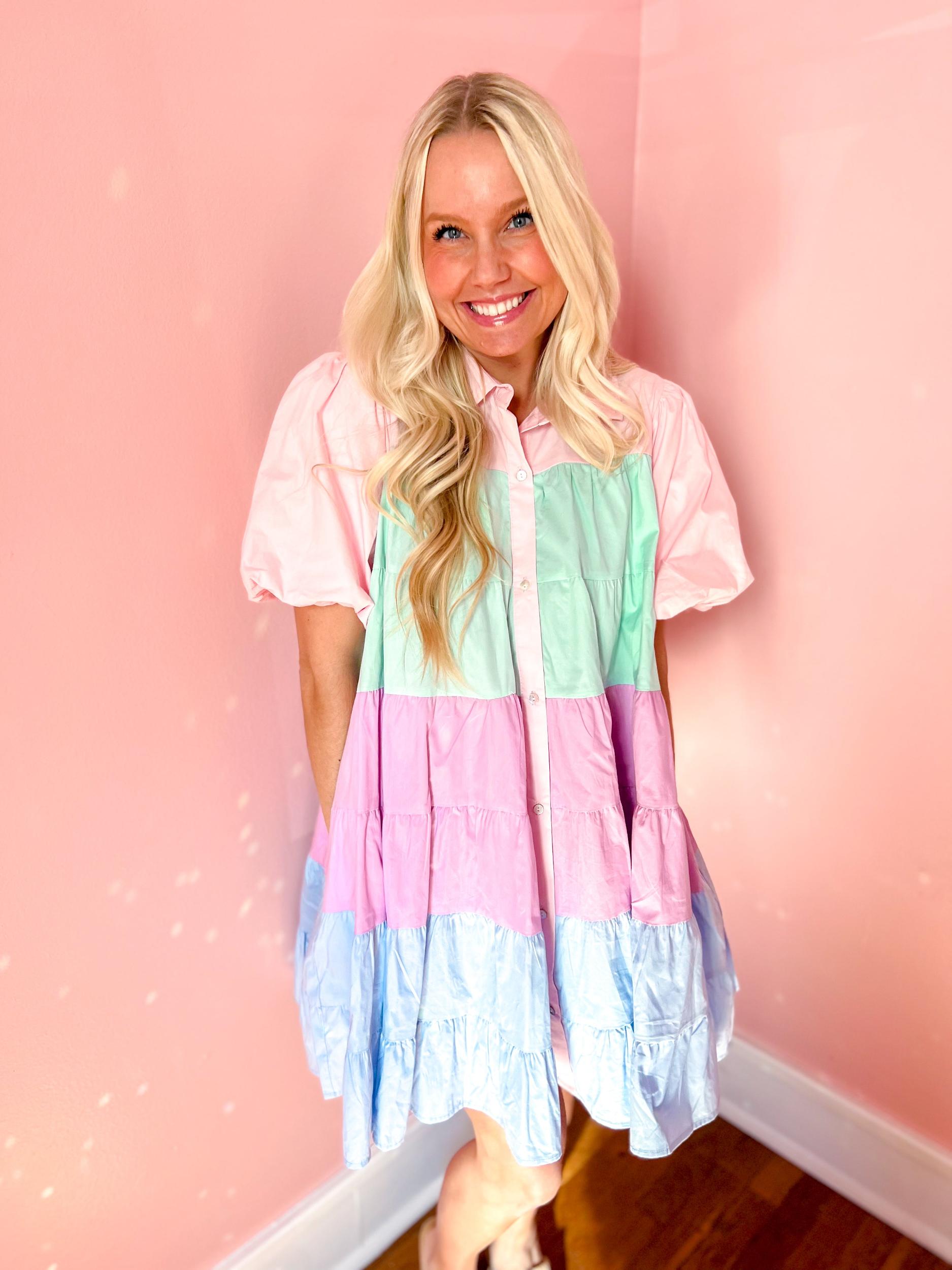 Pretty Pastels Colorblock Dress Product Image
